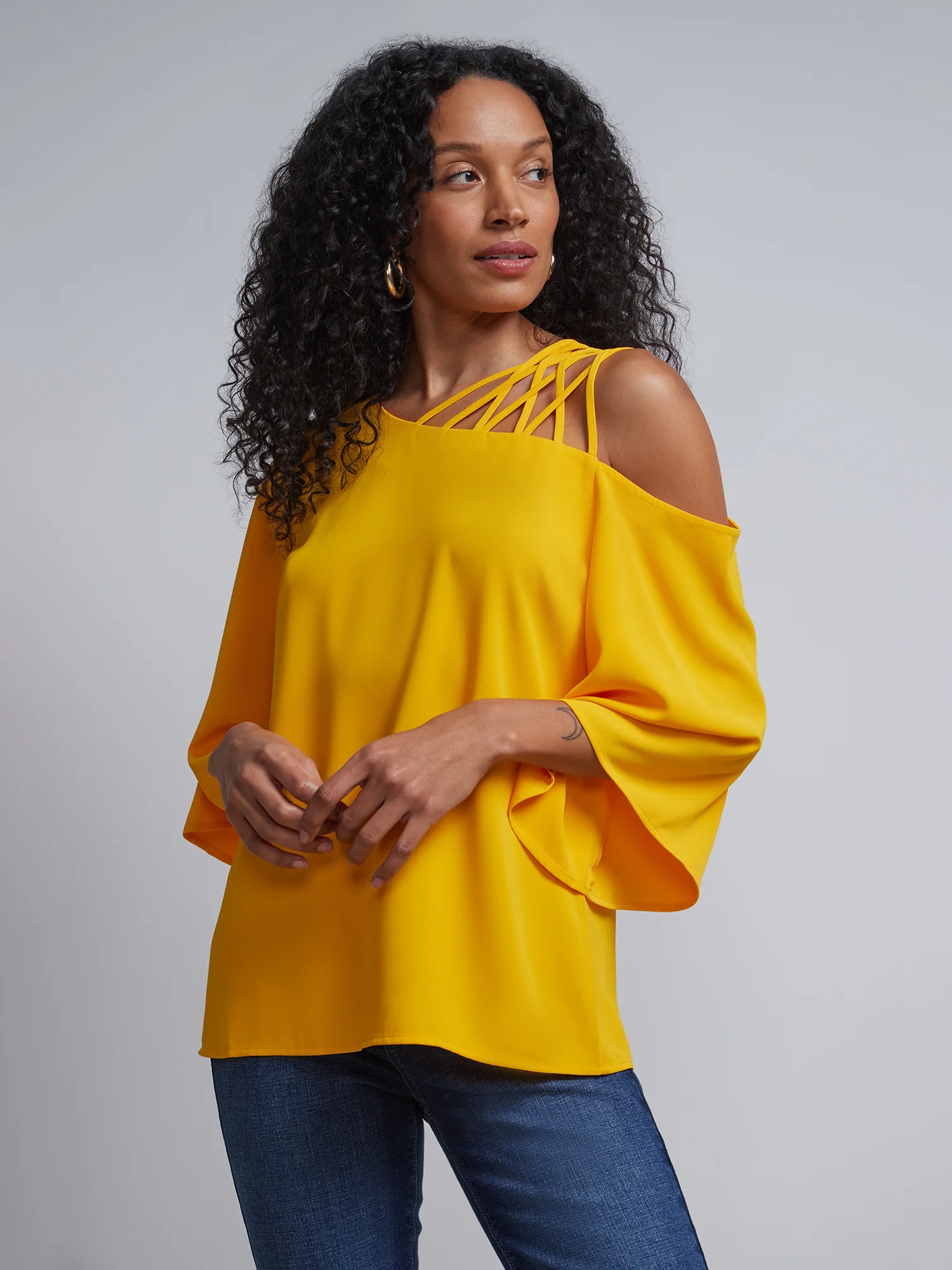 Asymmetric Strappy-Shoulder Top