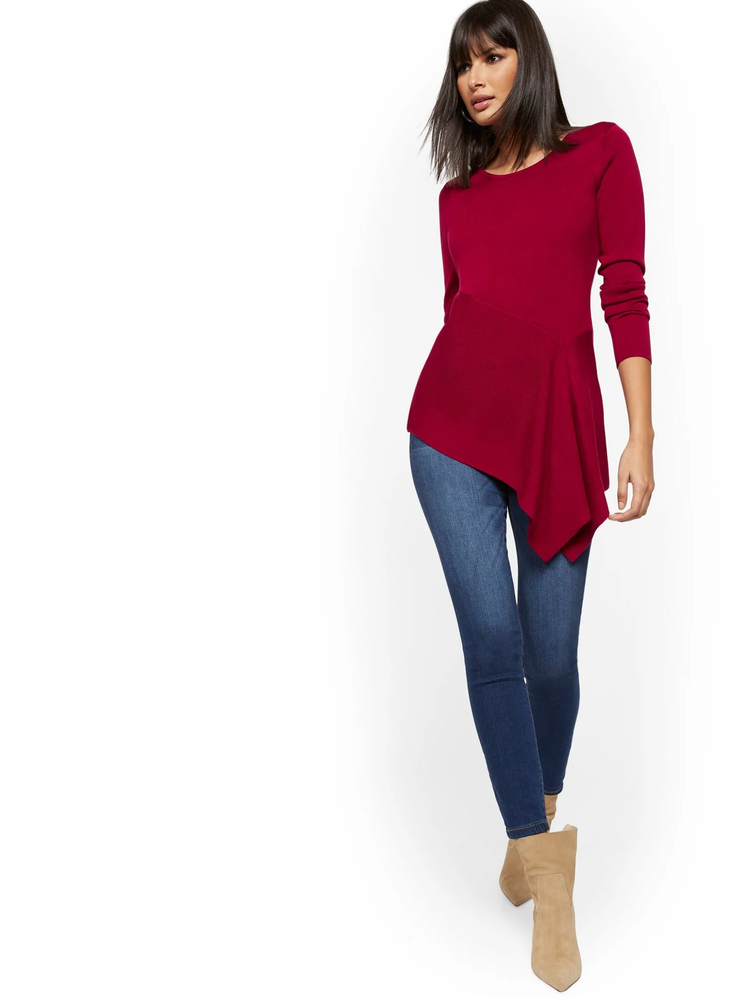 Asymmetrical Flounce-Hem Sweater - Image 2