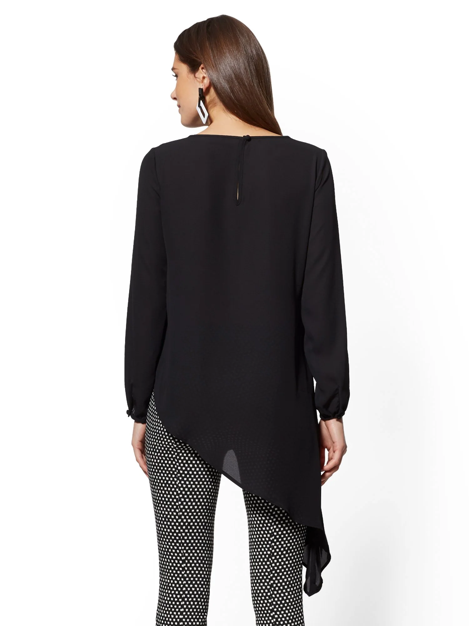 Asymmetrical-Hem Tunic Blouse - Image 3