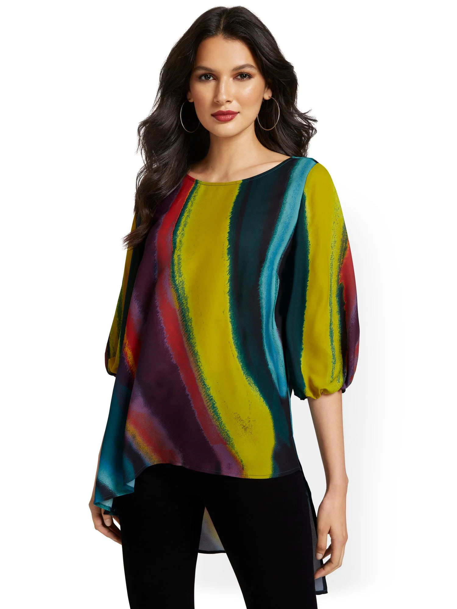 Asymmetrical Printed Blouse - Image 2