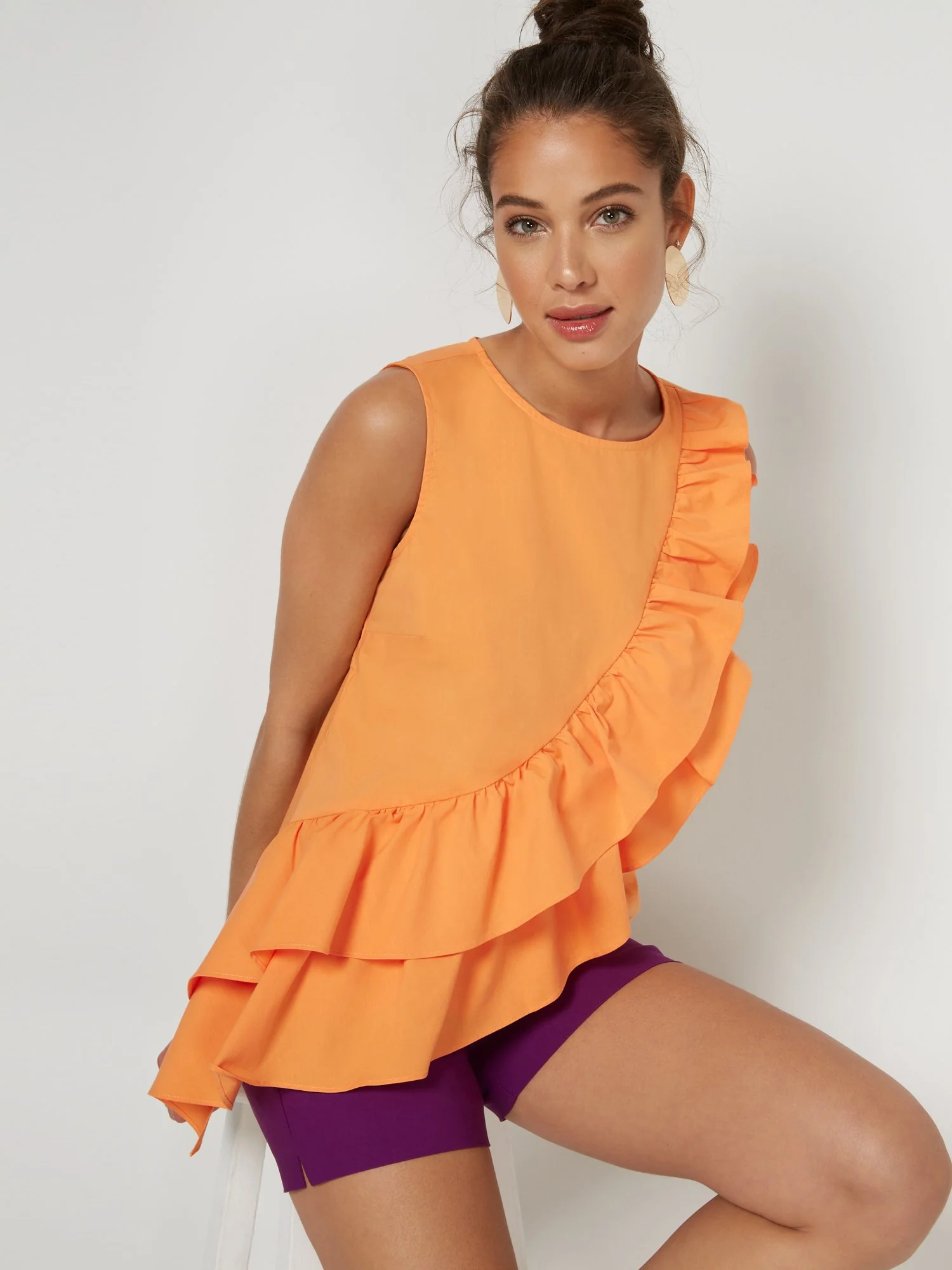 Asymmetrical Ruffle Poplin Top - Image 6