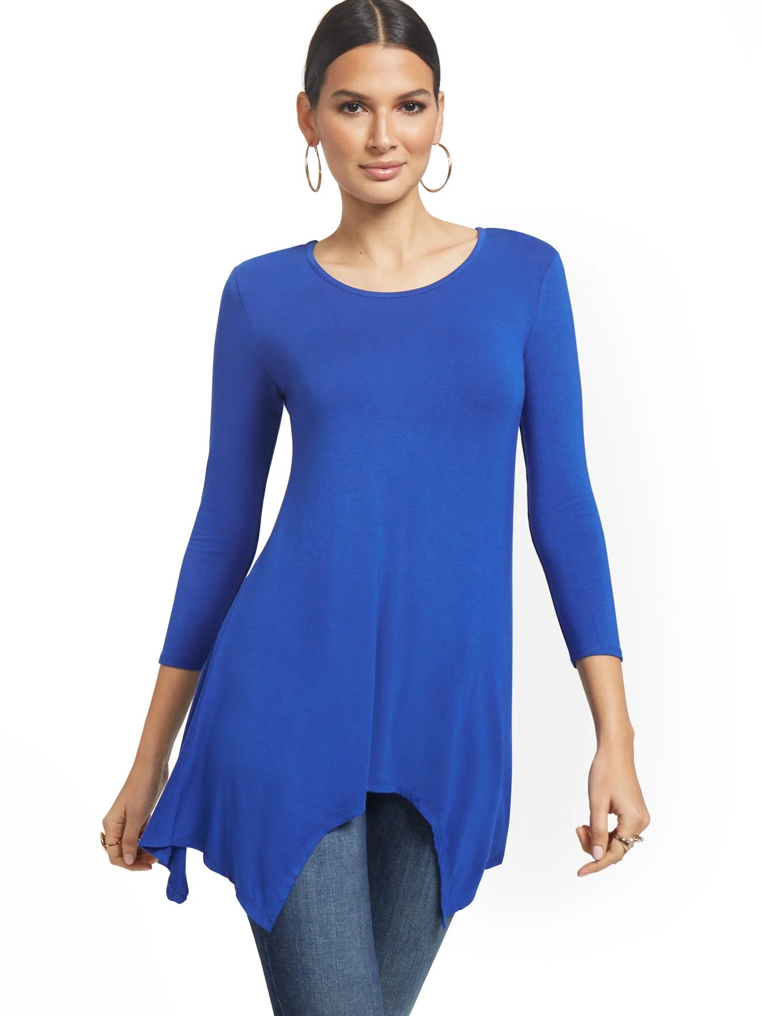 Asymmetrical Sharkbite Hem Tunic Top - Image 14