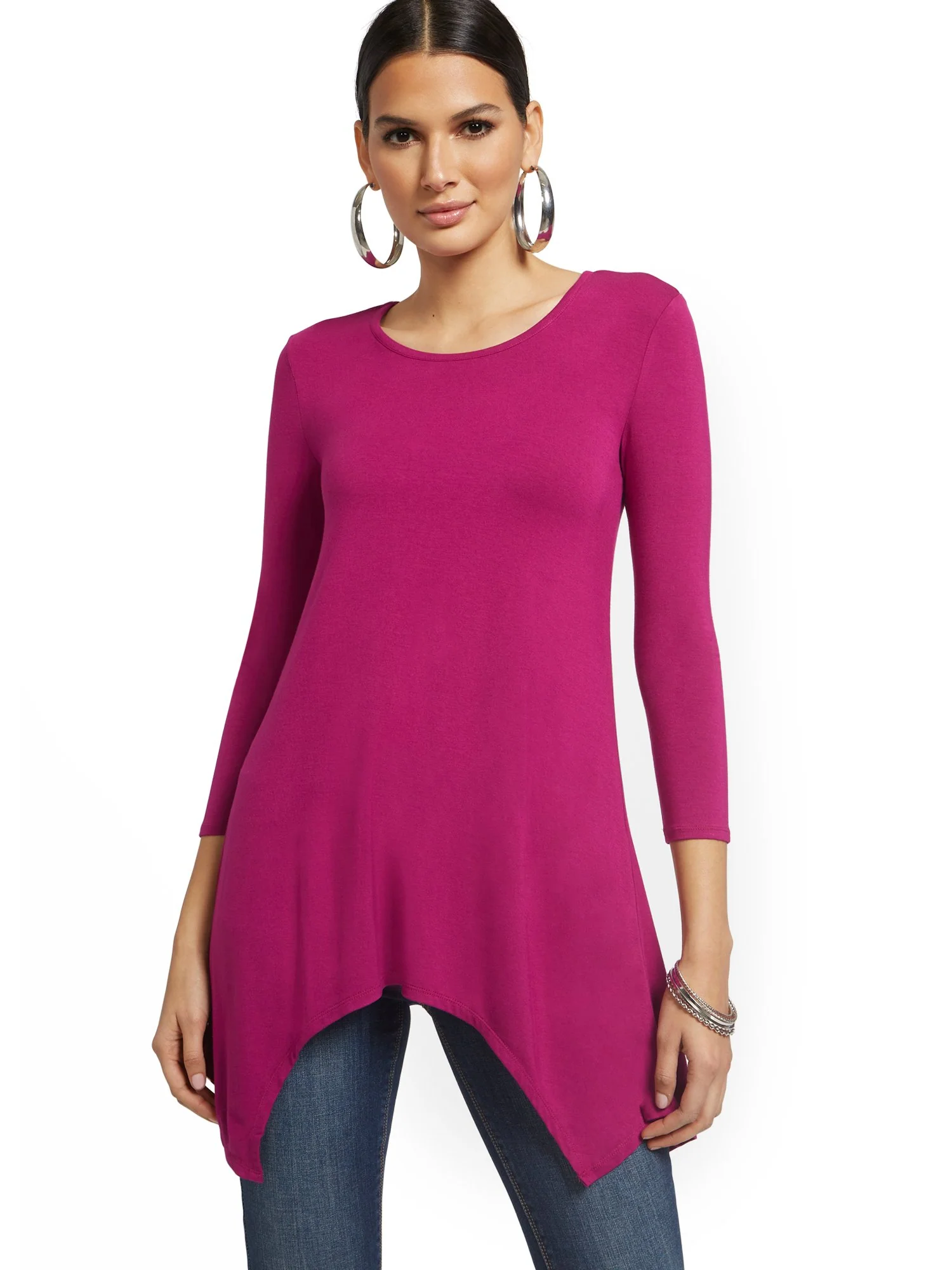 Asymmetrical Sharkbite Hem Tunic Top - Image 8