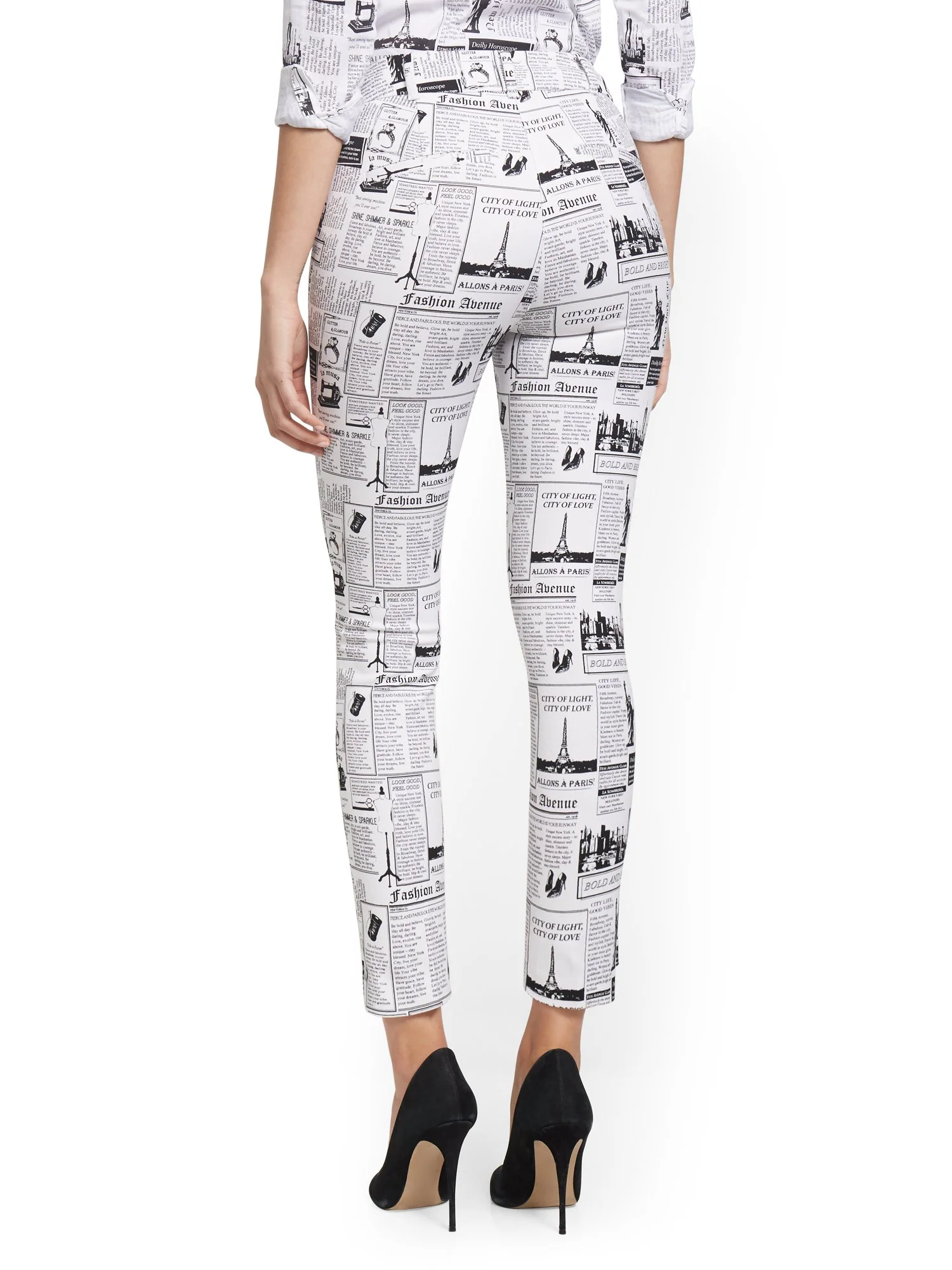 Audrey High-Waisted Ankle Pant - Newspaper-Print - Image 3