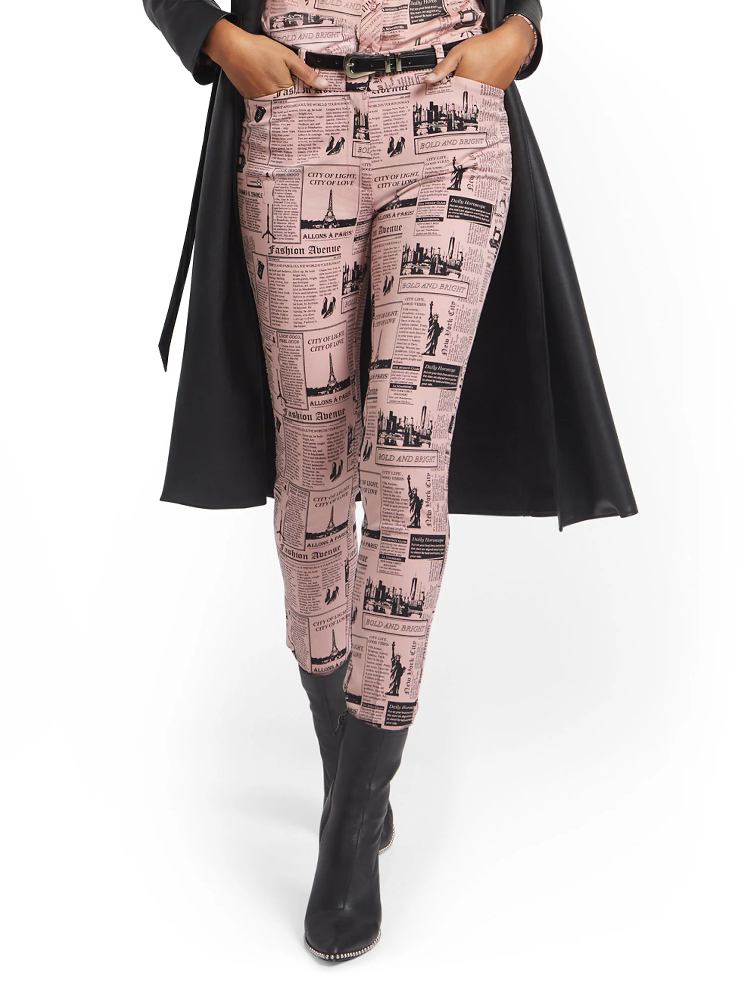 Audrey High-Waisted Ankle Pant - Newspaper-Print - Image 7