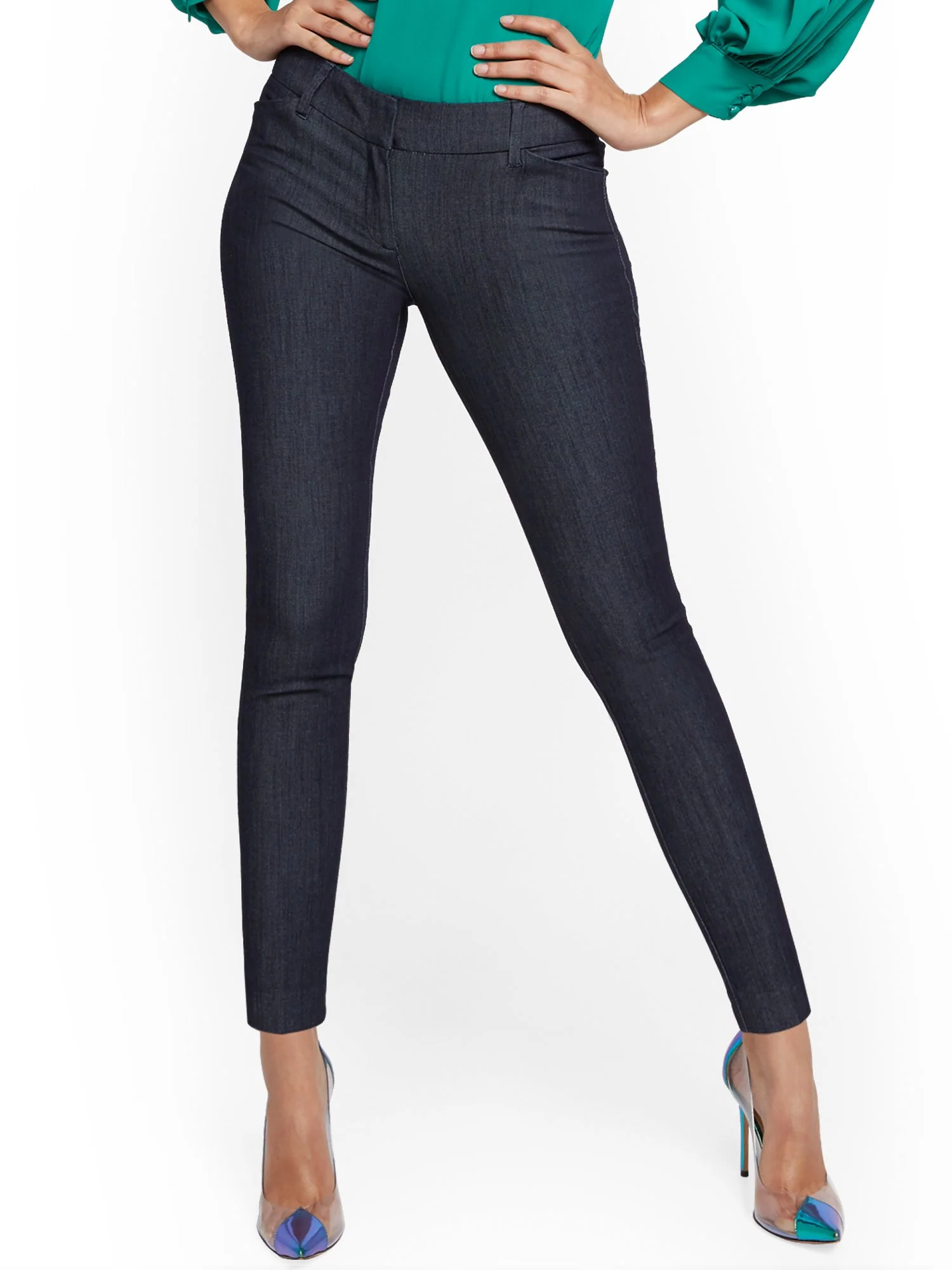 Audrey Navy Slim Leg Pant - Image 2