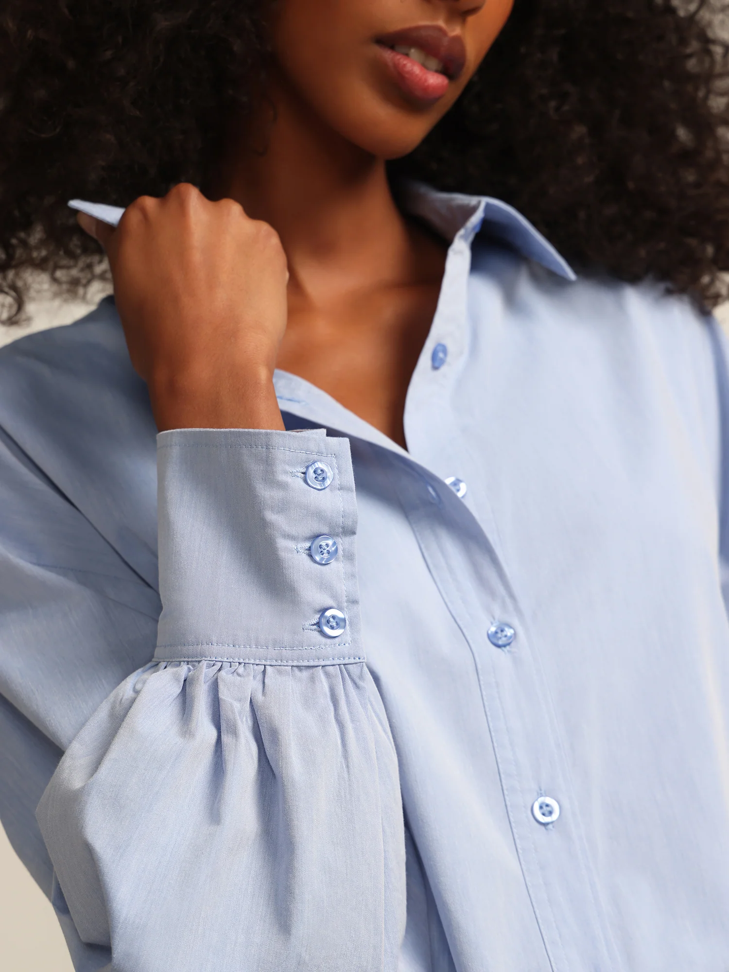 Balloon-Sleeve Oversized Boyfriend Poplin Shirt - Image 10
