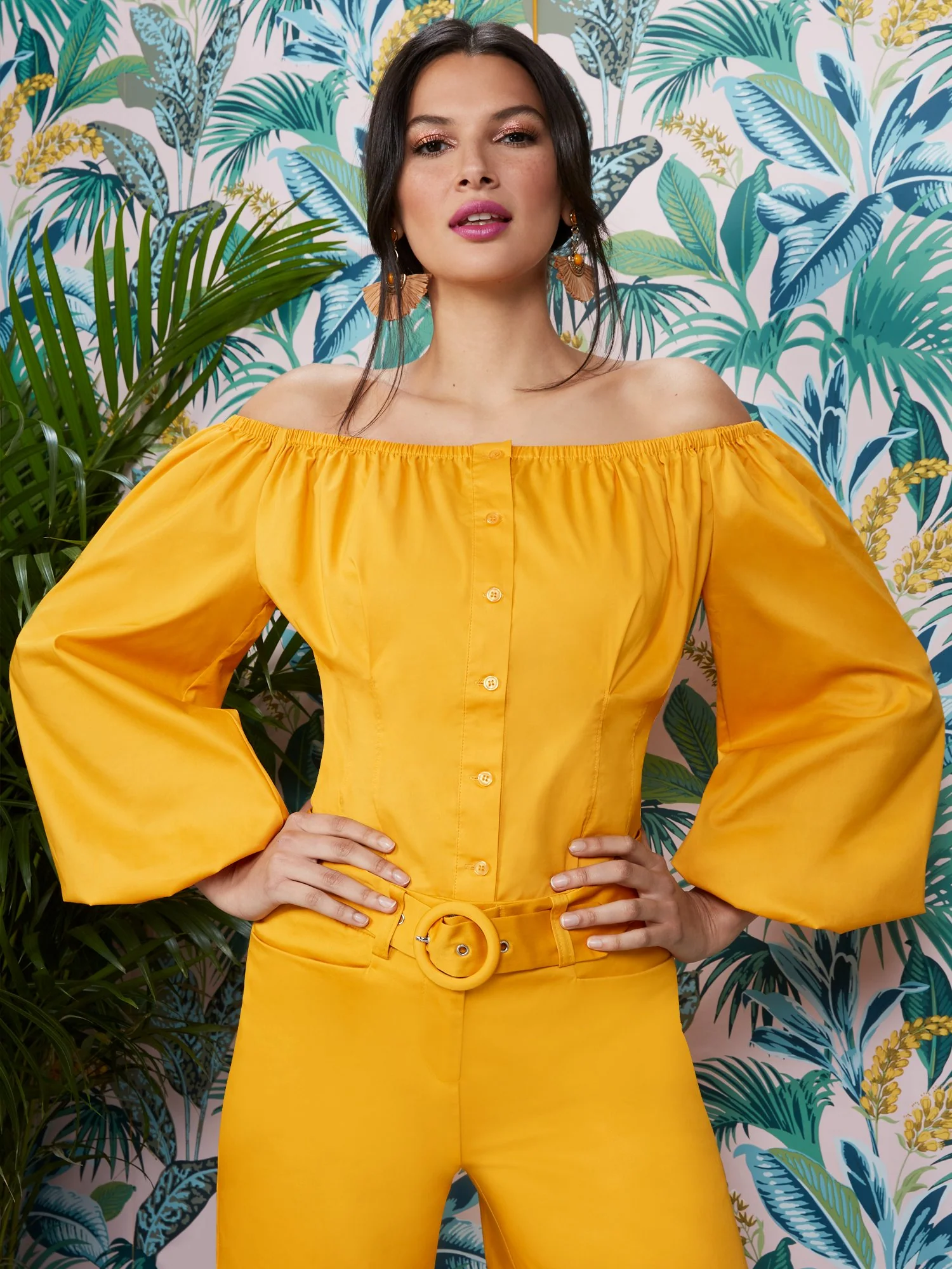 Balloon-Sleeve Poplin Off-The-Shoulder Corset Top - Image 5