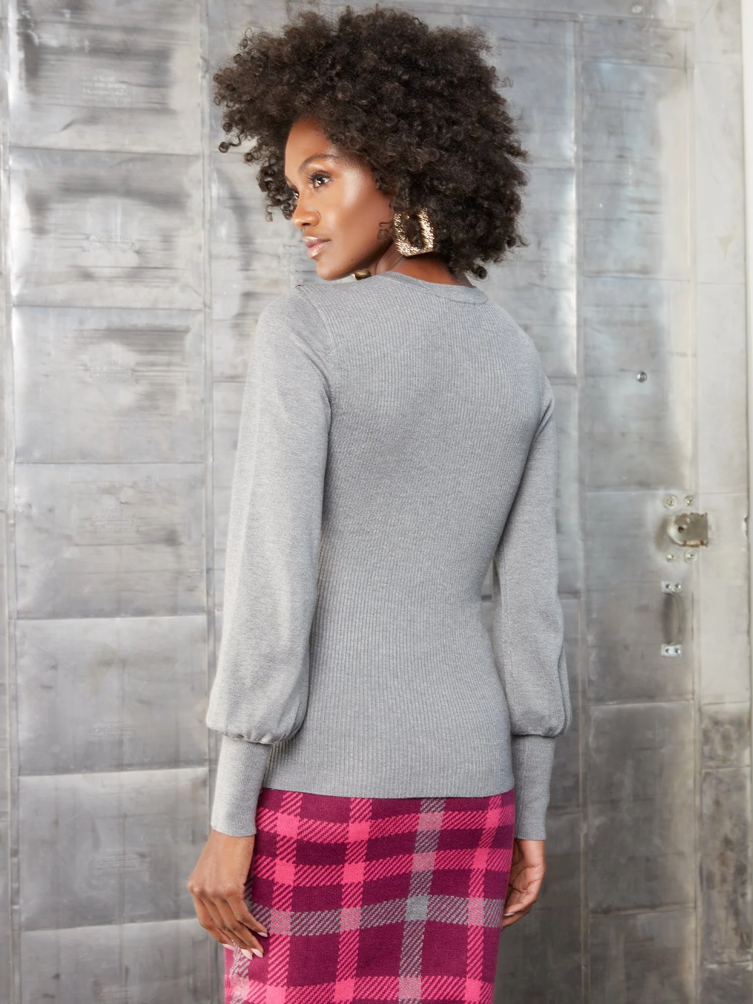 Balloon-Sleeve Pullover Sweater - Image 3