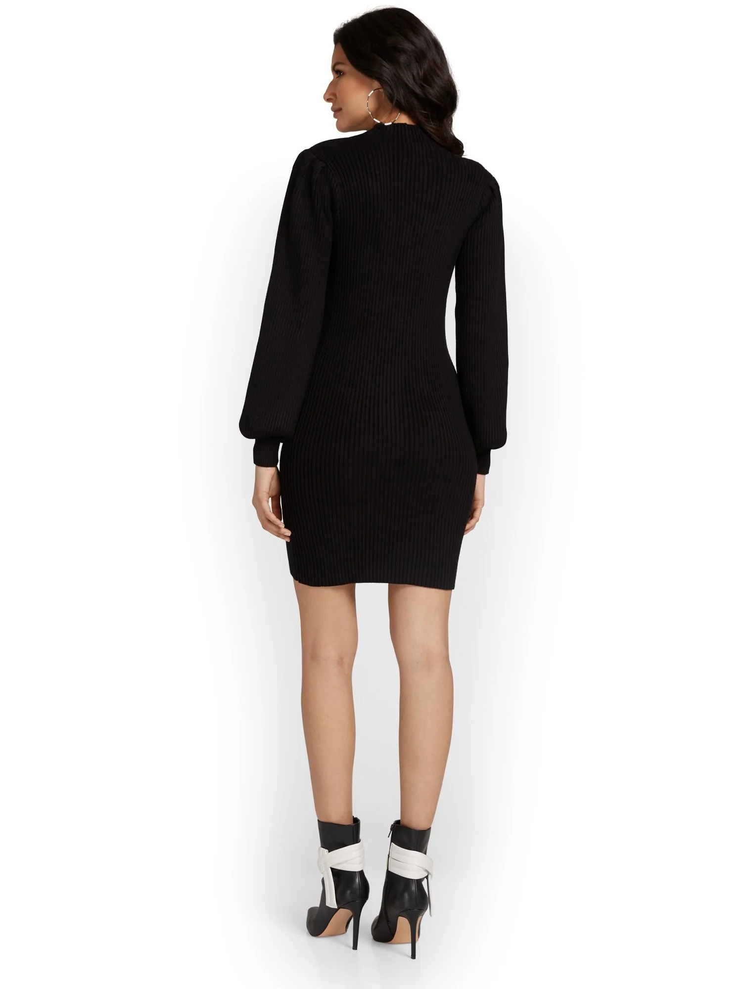 &Merci Balloon-Sleeve Ribbed Sweater Dress - Brands We Love - Image 3