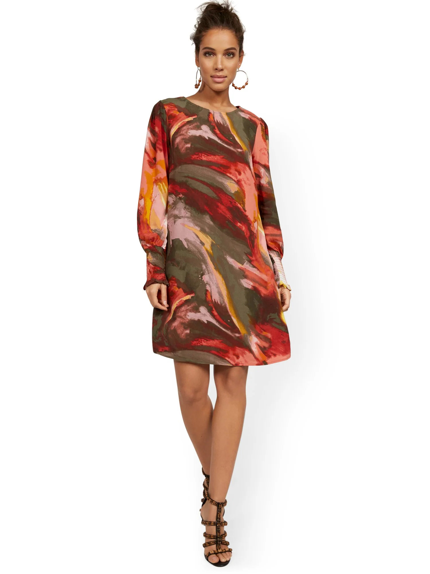 Balloon-Sleeve Shift Dress - Image 2