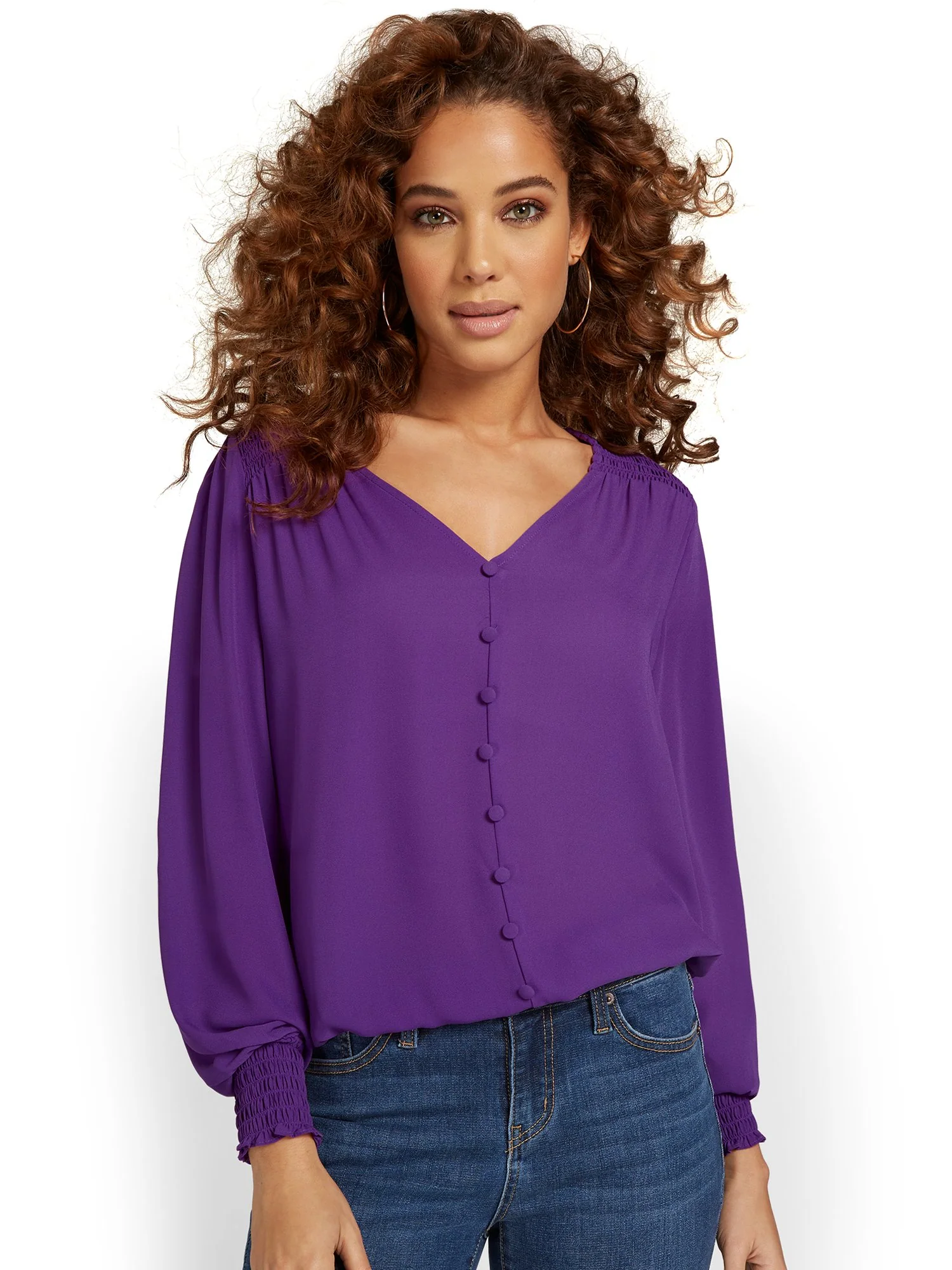 Banded Button-Down Blouse - Image 6