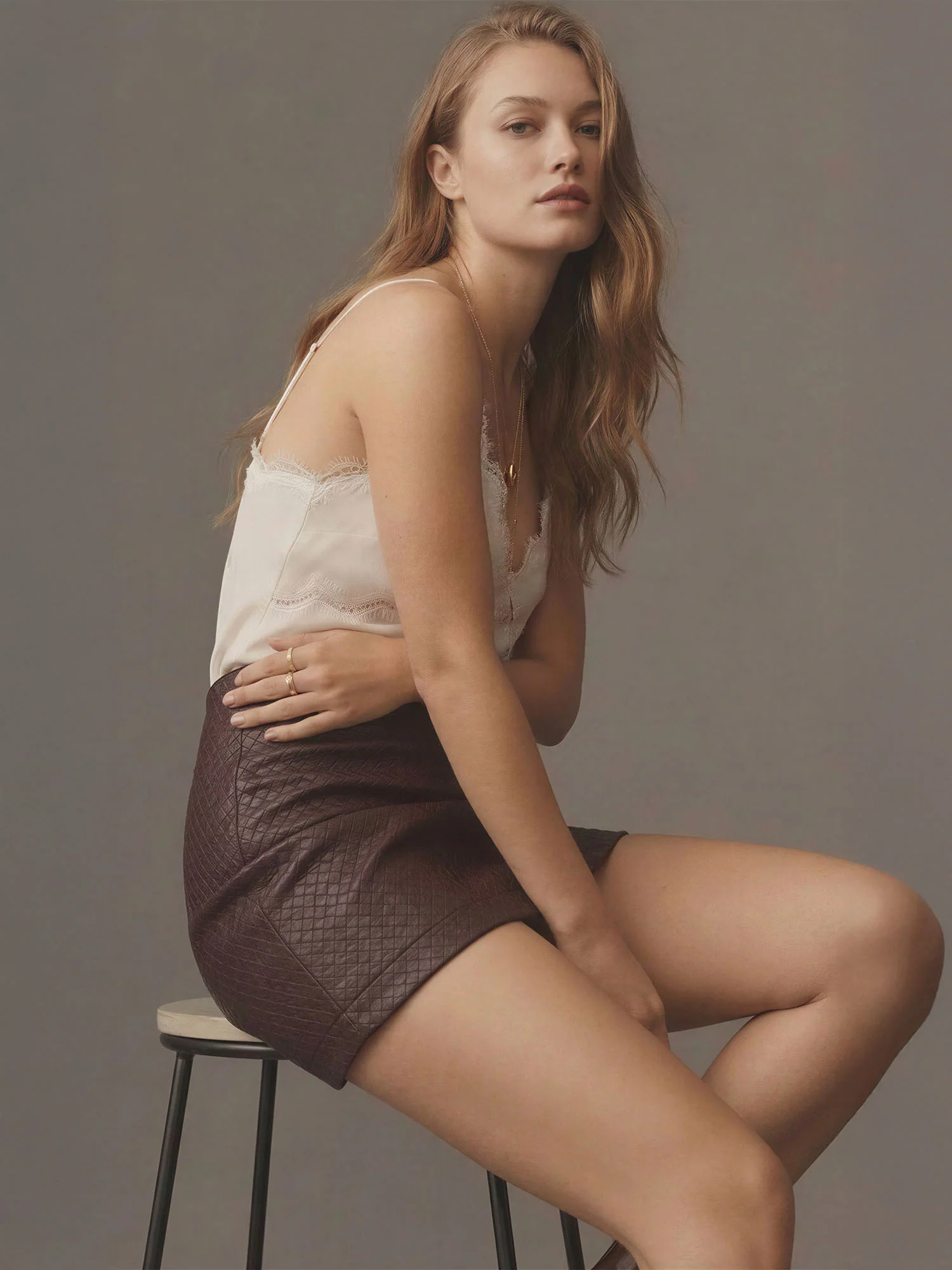 Basket Weave Faux Leather Mini Skirt - Image 8