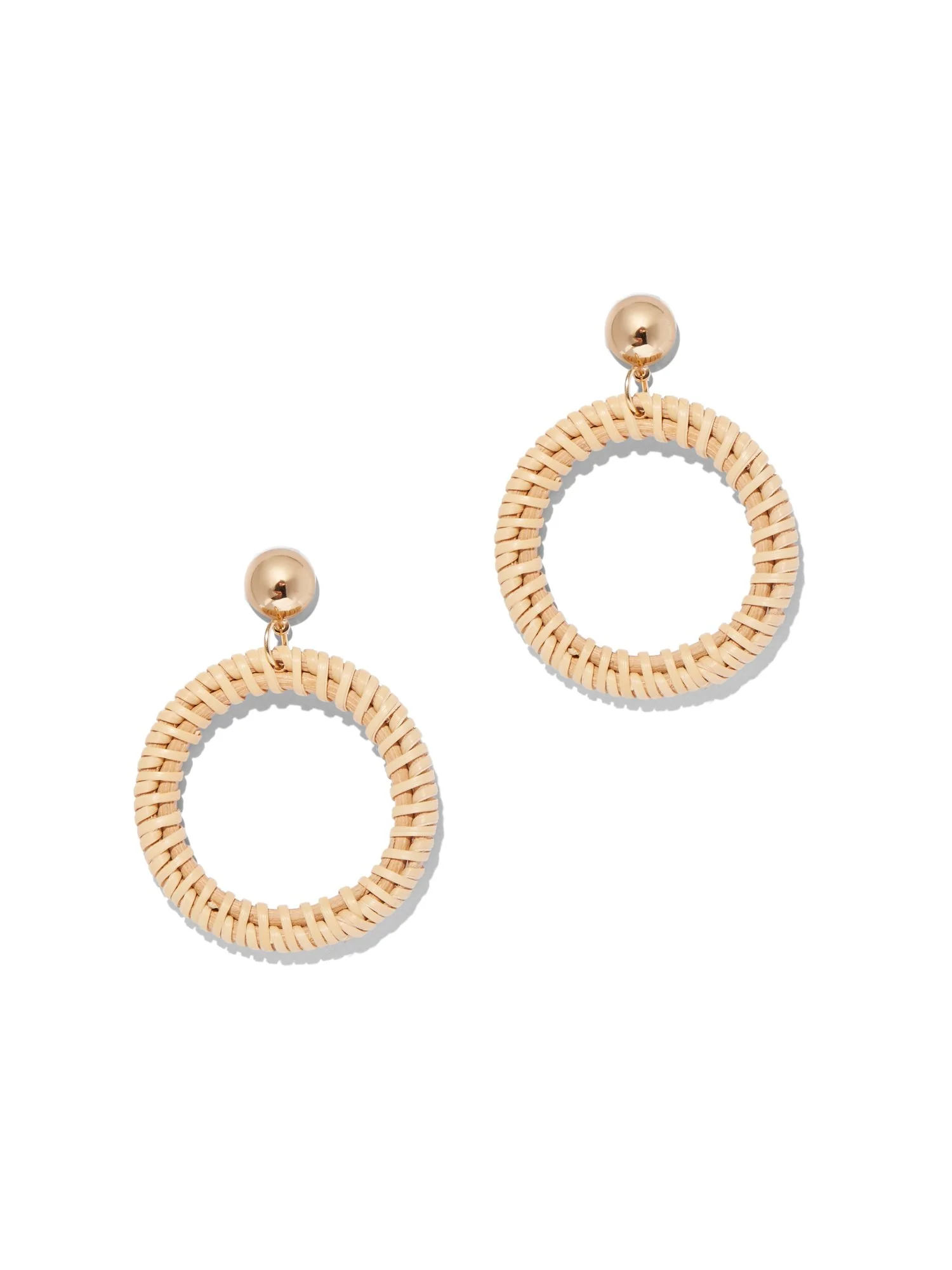 Basket-Weave Open-Circle Drop Earring