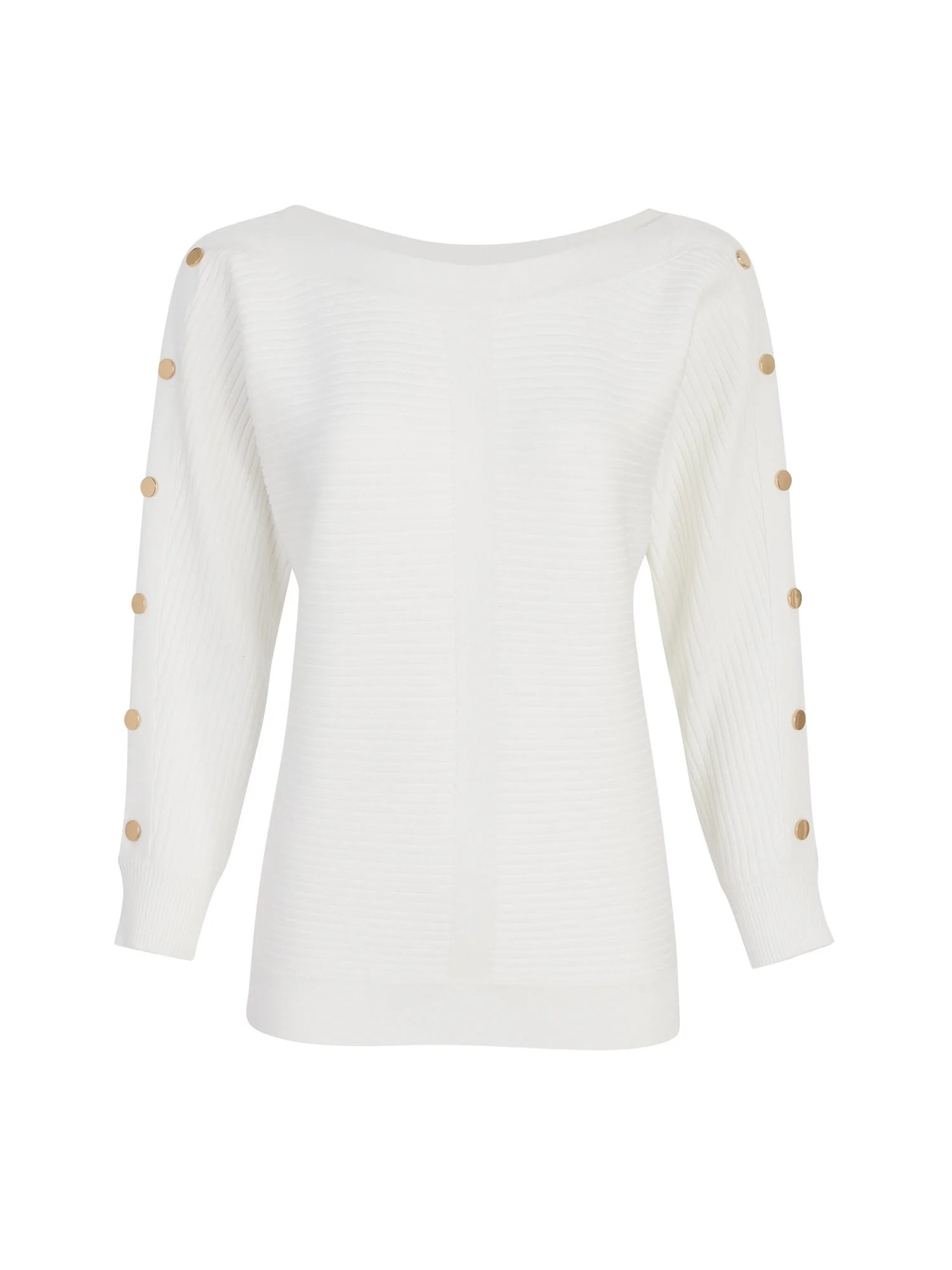 Bateau-Neck Button-Sleeve Sweater - Image 2