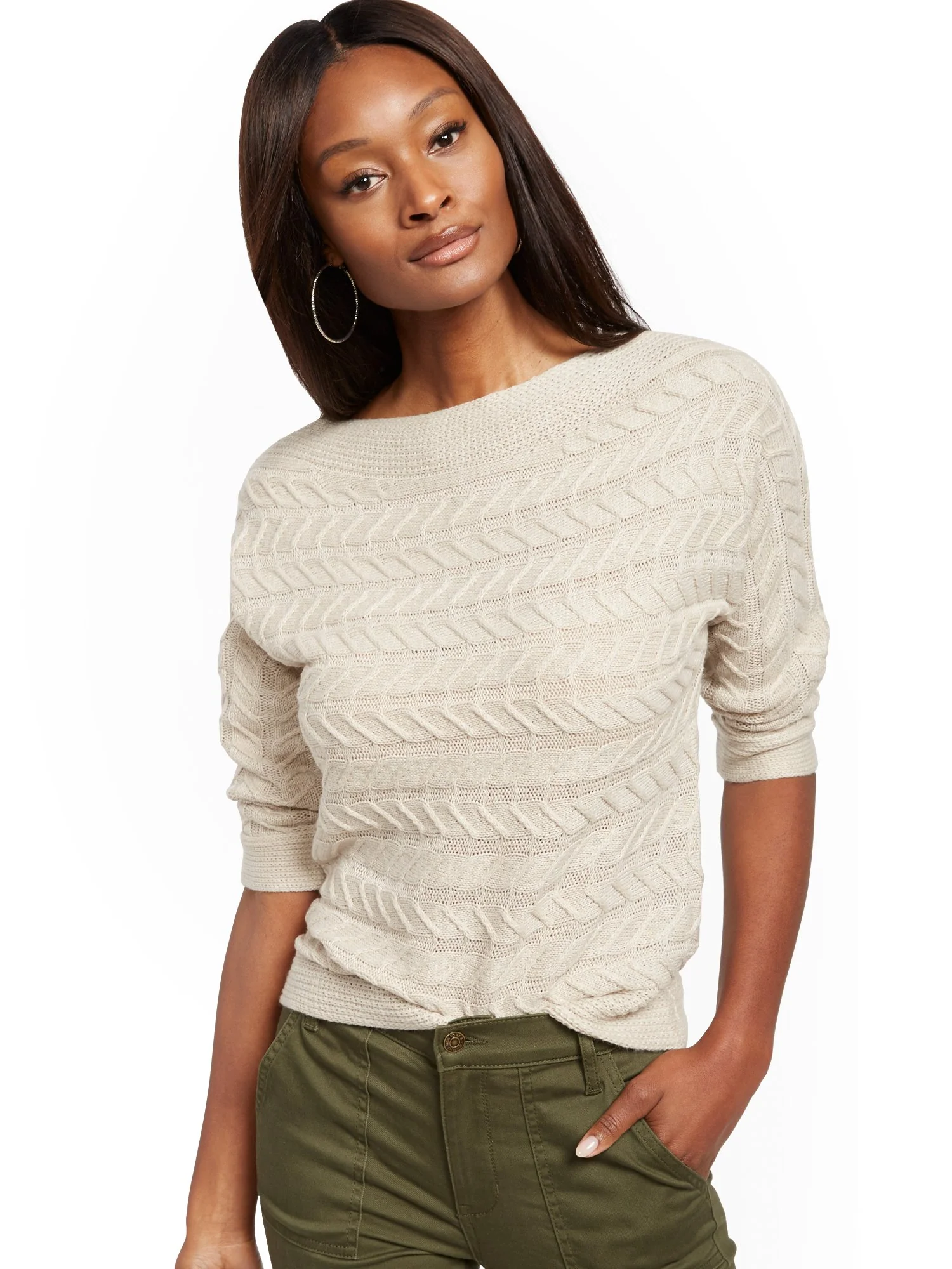 Bateau-Neck Cable-Knit Sweater - Image 5