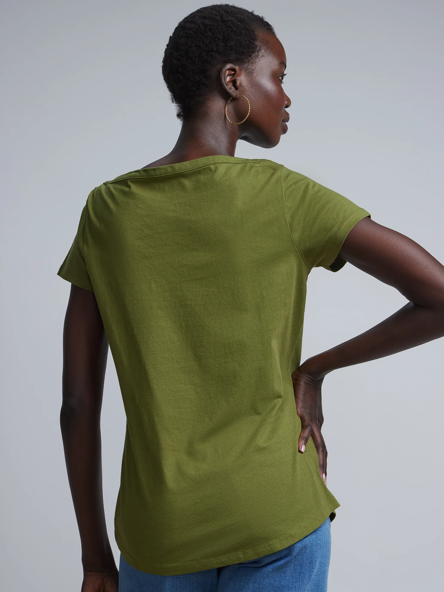 Boat Neck Short Sleeves Basic T-Shirt - Image 19