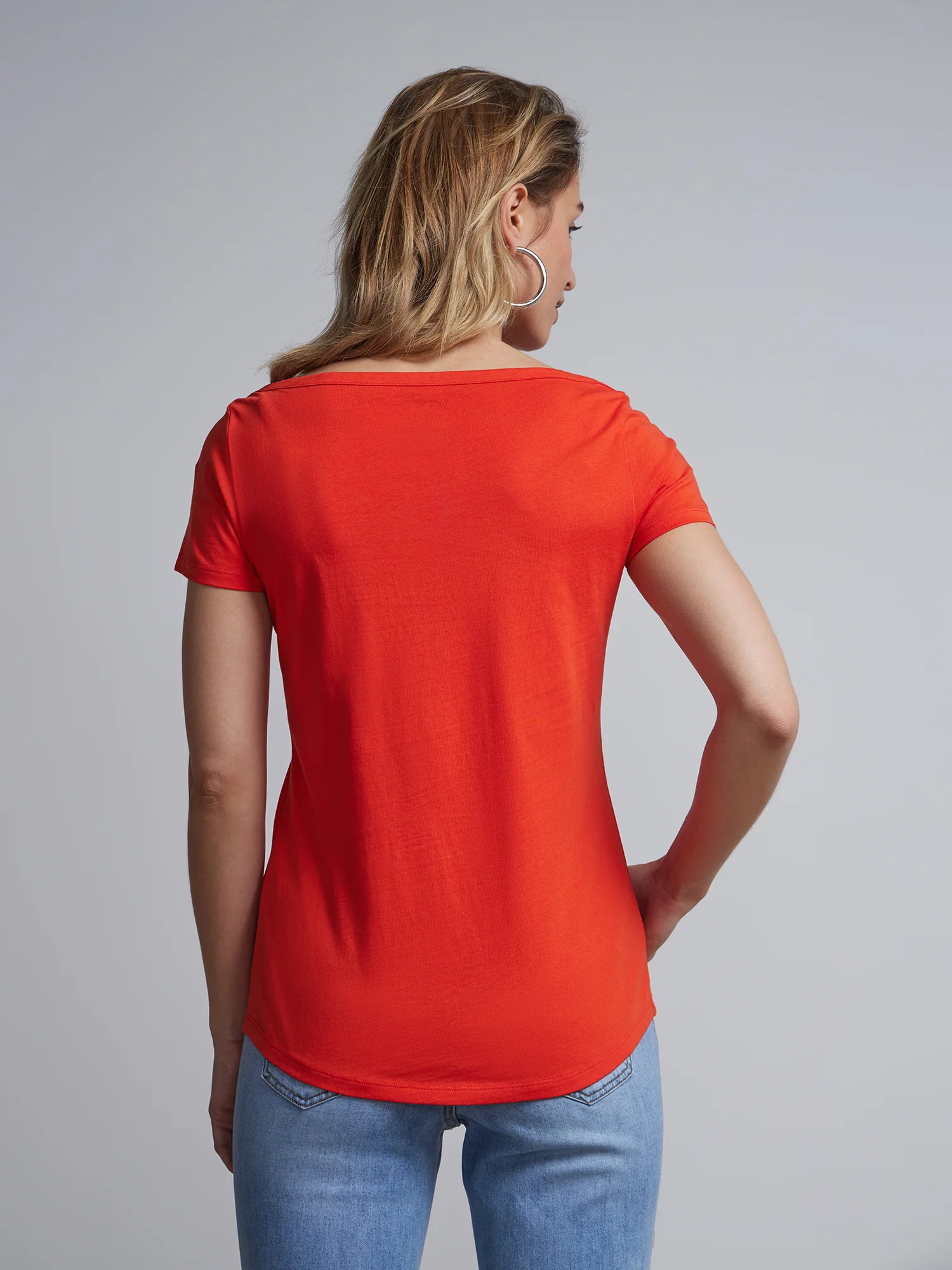 Boat Neck Short Sleeves Basic T-Shirt - Image 35