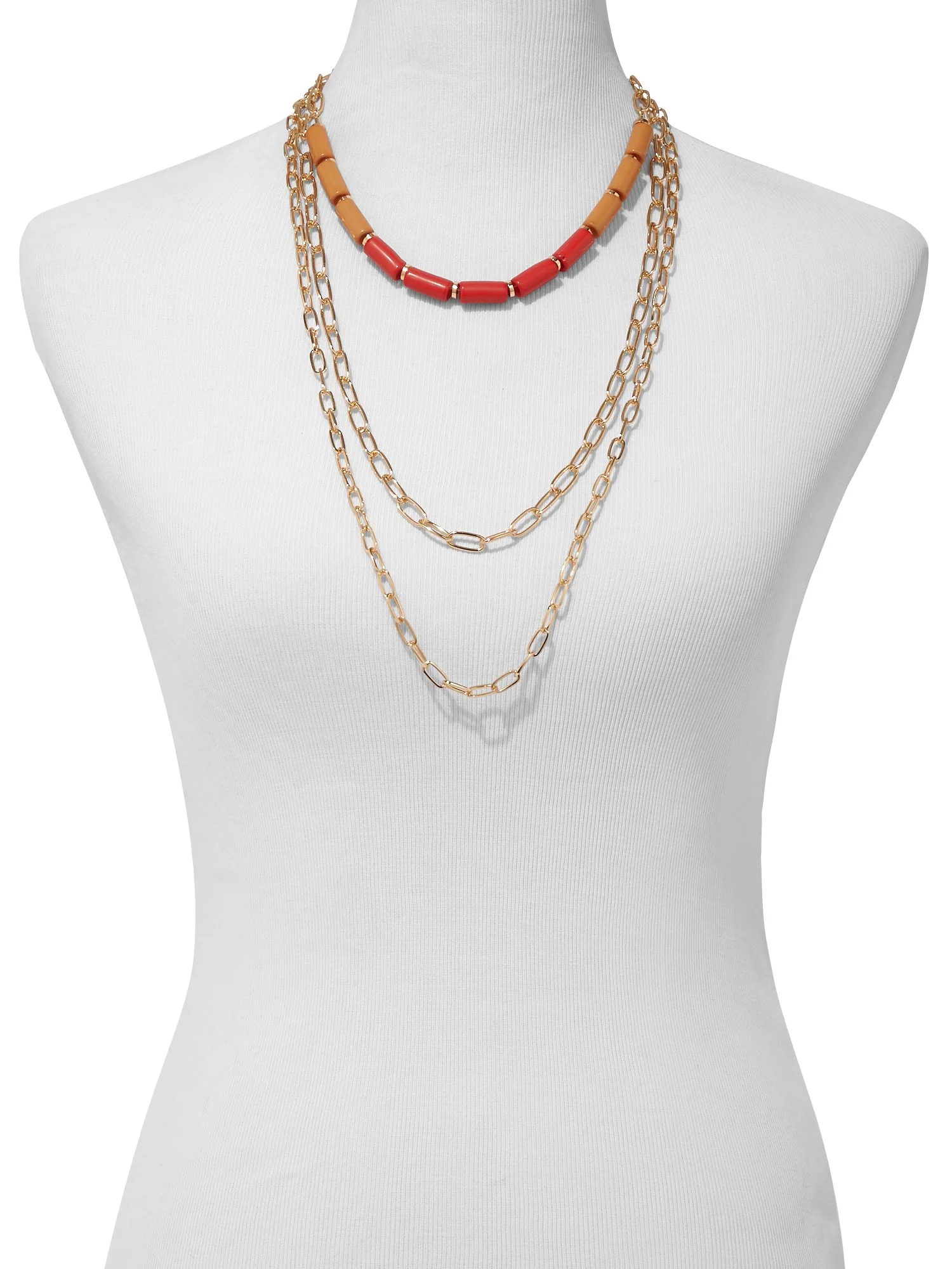 Beaded Layered Link Necklace - Image 2