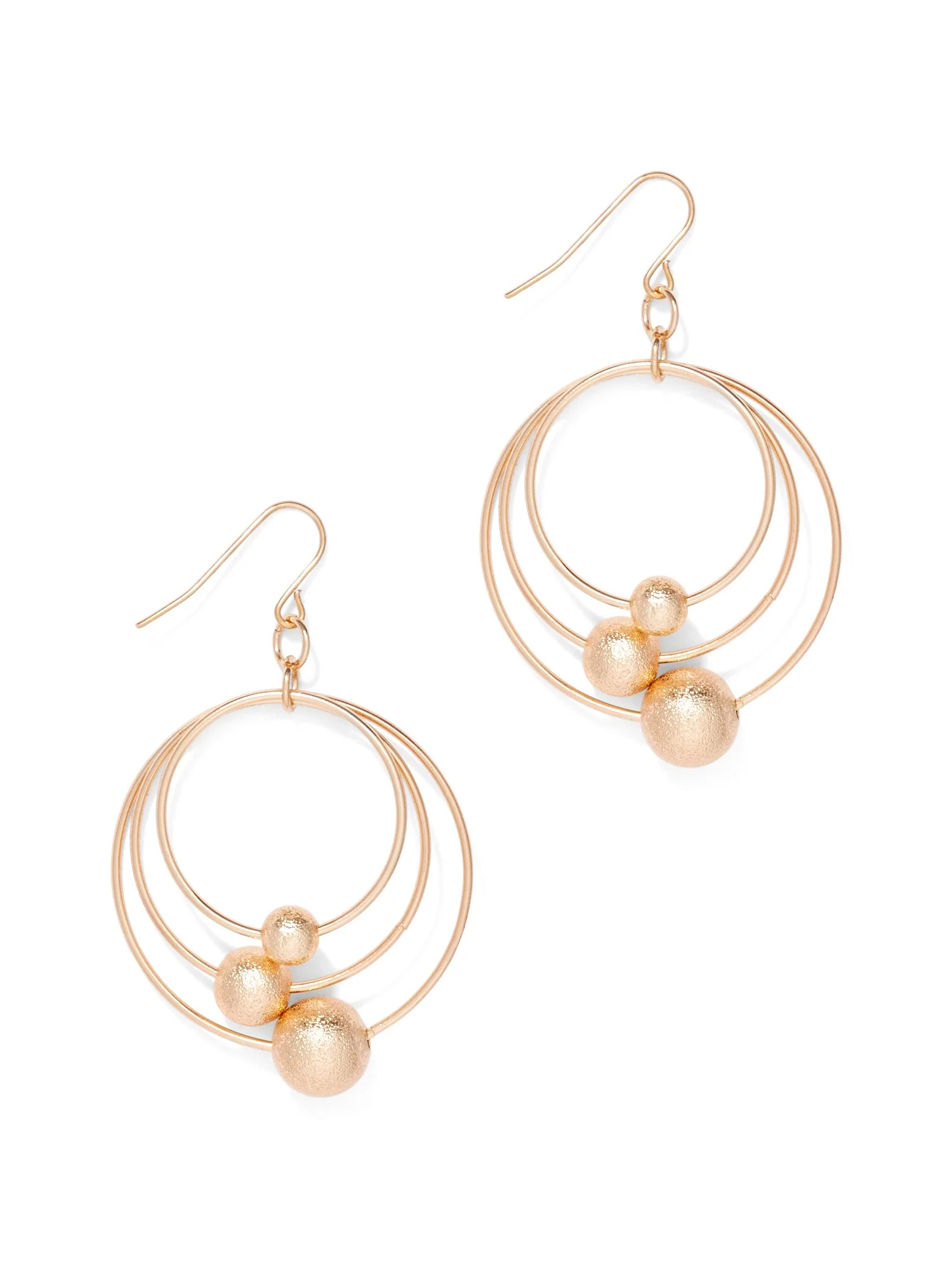 Beaded Triple-Hoop Drop Earring