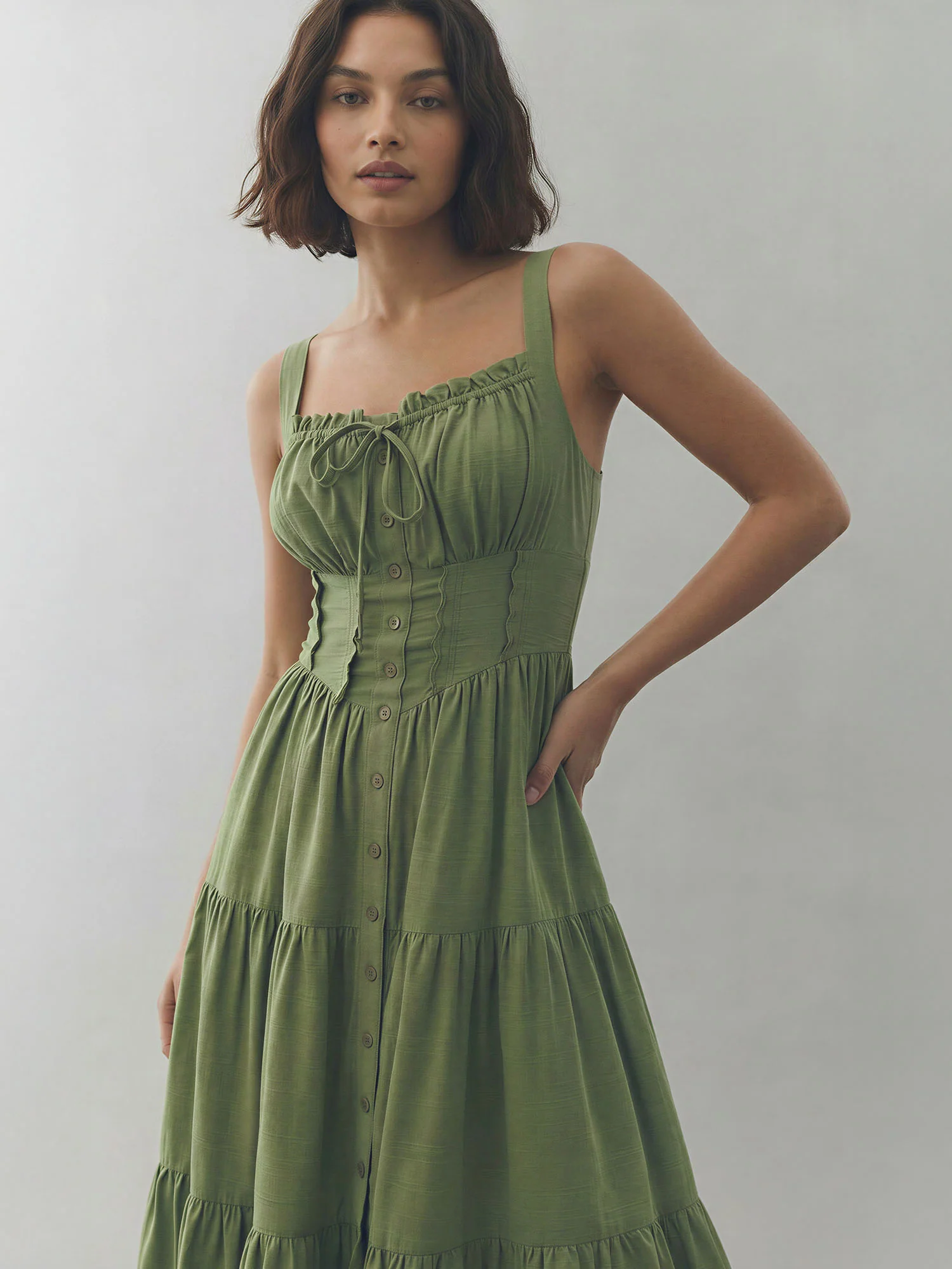 Beatrix Tiered Fit and Flare Midi Dress - Image 3