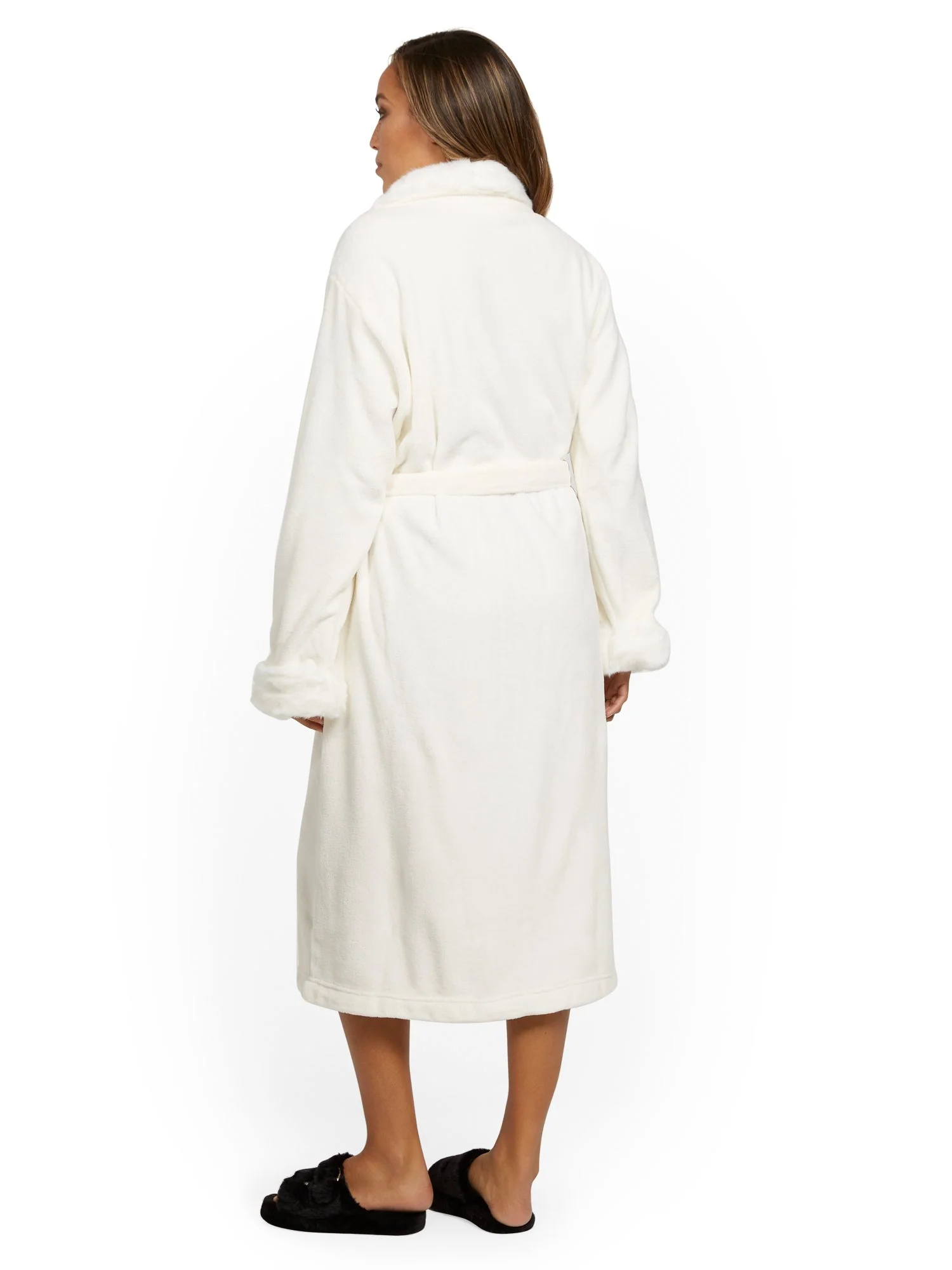 Belgian Faux-Fur Sherpa Trim Fleece Robe - NY&C x Chic Home - Image 3