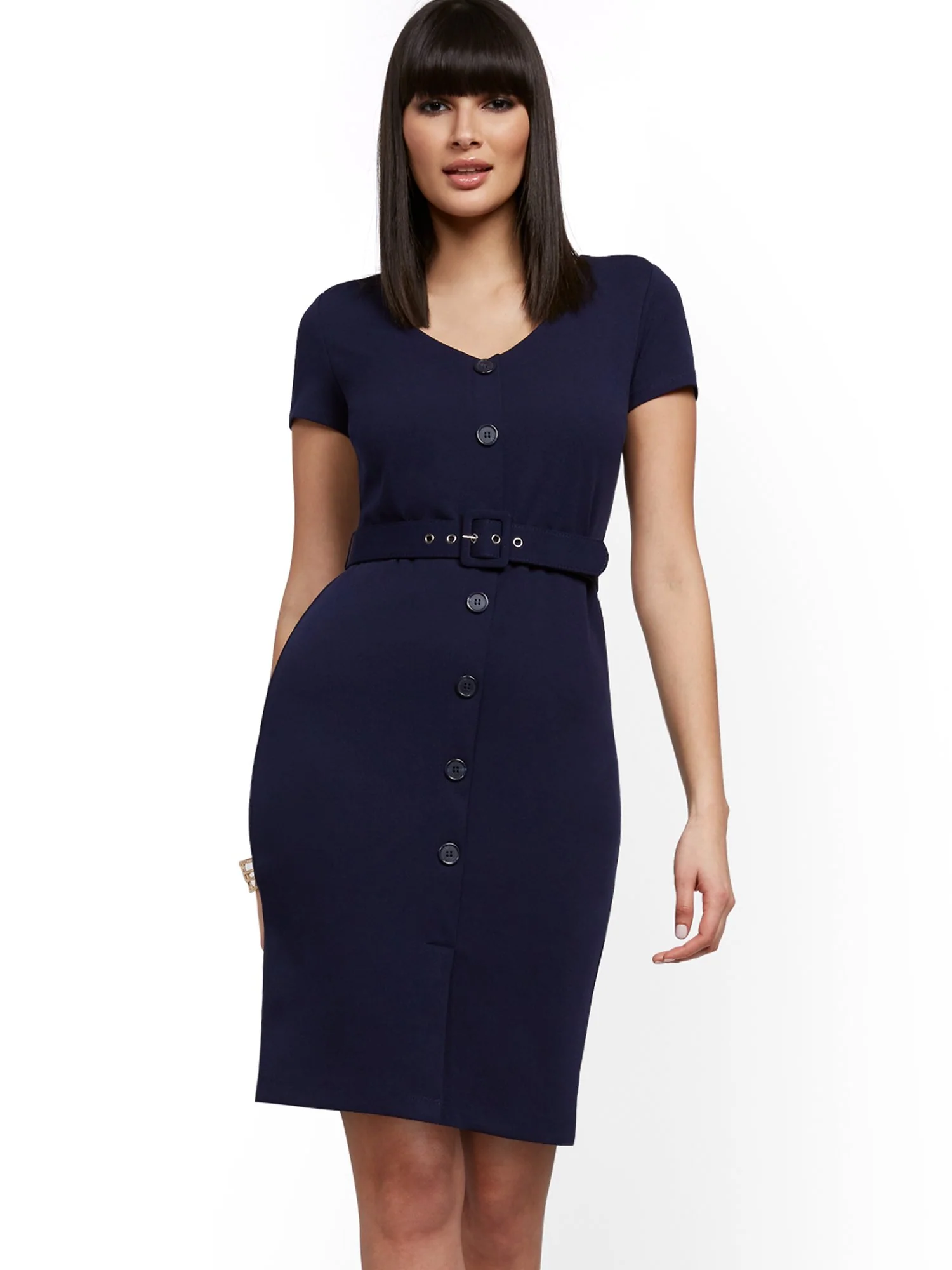 Belted Cap-Sleeve Sheath Dress - Magic Crepe® - Image 6