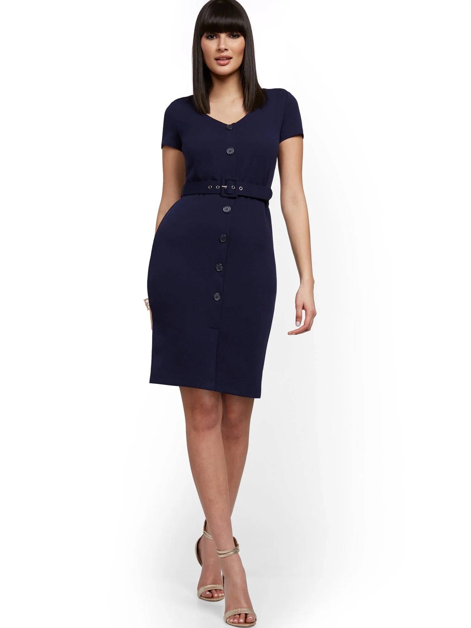Belted Cap-Sleeve Sheath Dress - Magic Crepe® - Image 7