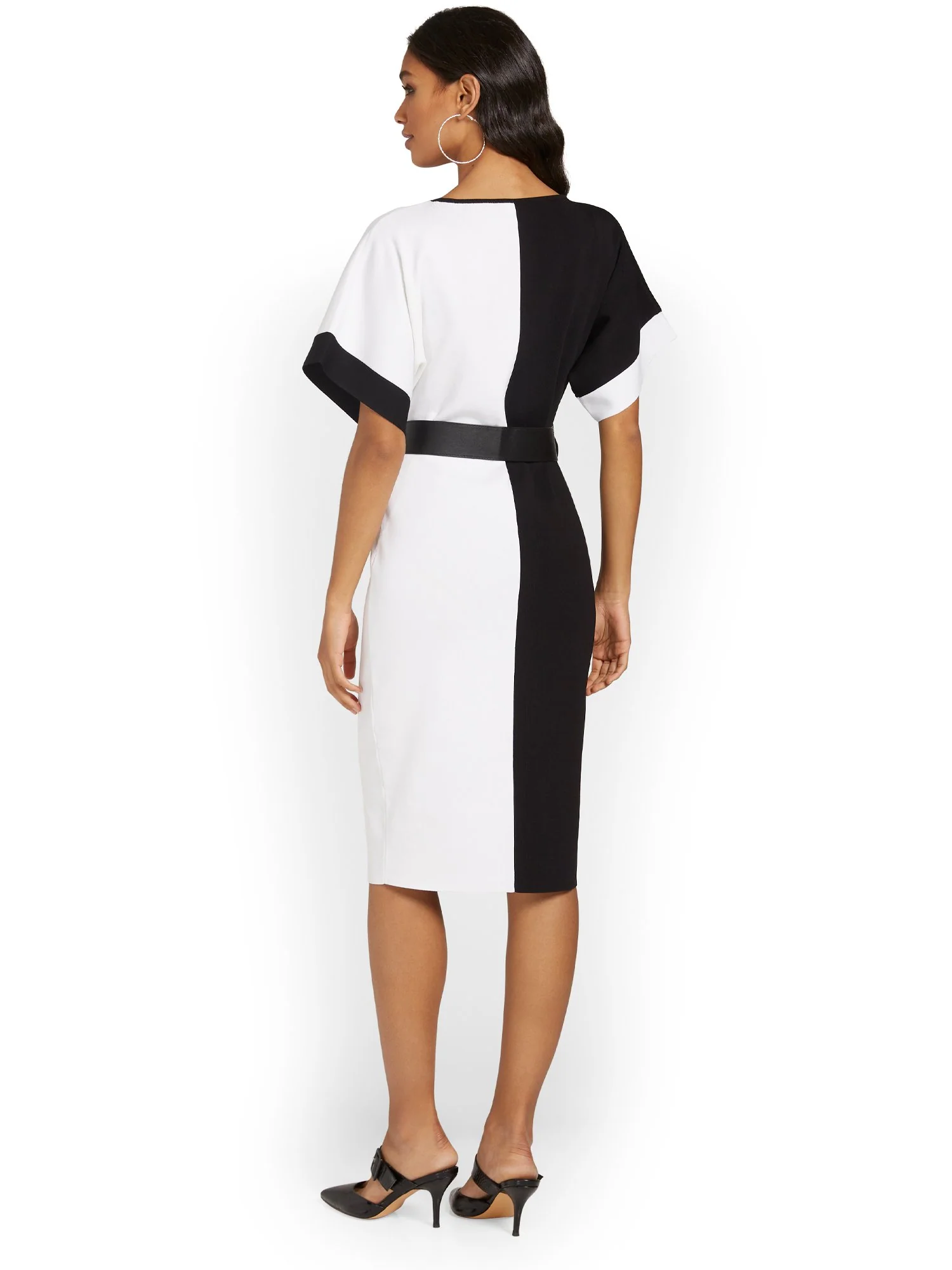 Belted Colorblock Sweater Dress - Image 3