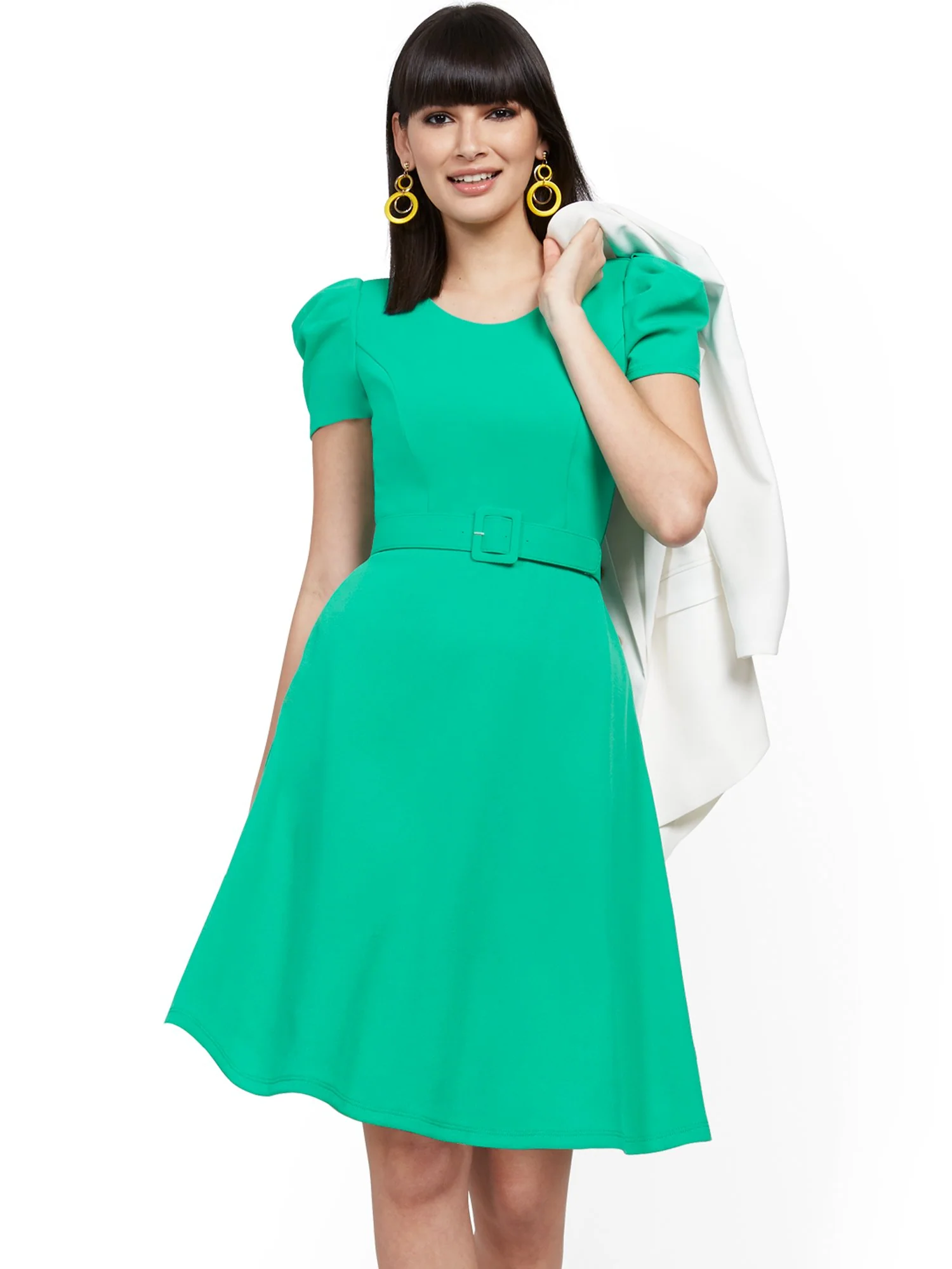 Belted Fit and Flare Dress - Magic Crepe® - Image 2