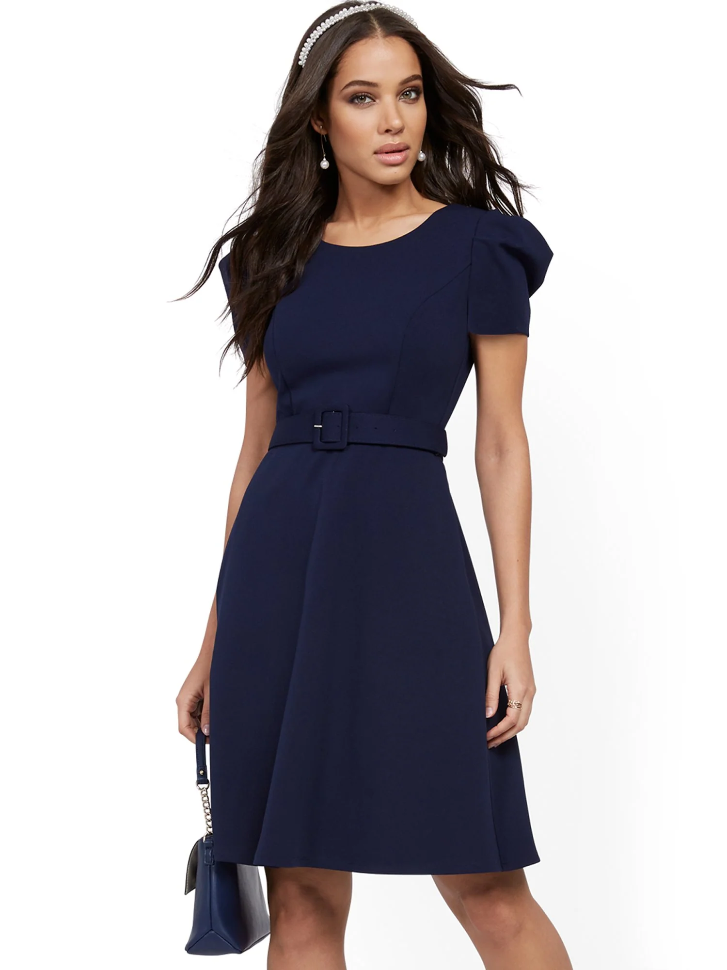 Belted Fit and Flare Dress - Magic Crepe® - Image 6