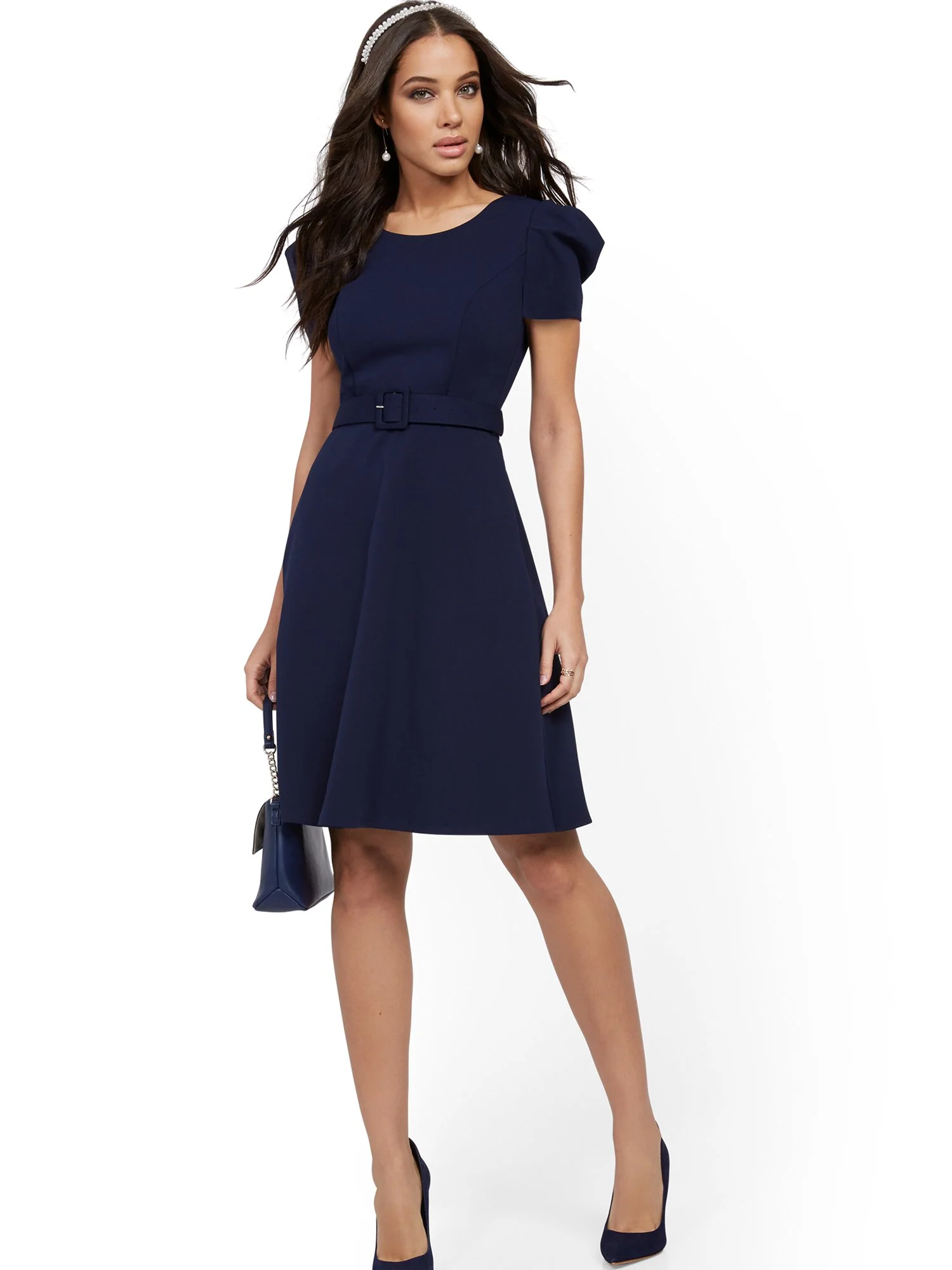 Belted Fit and Flare Dress - Magic Crepe® - Image 8