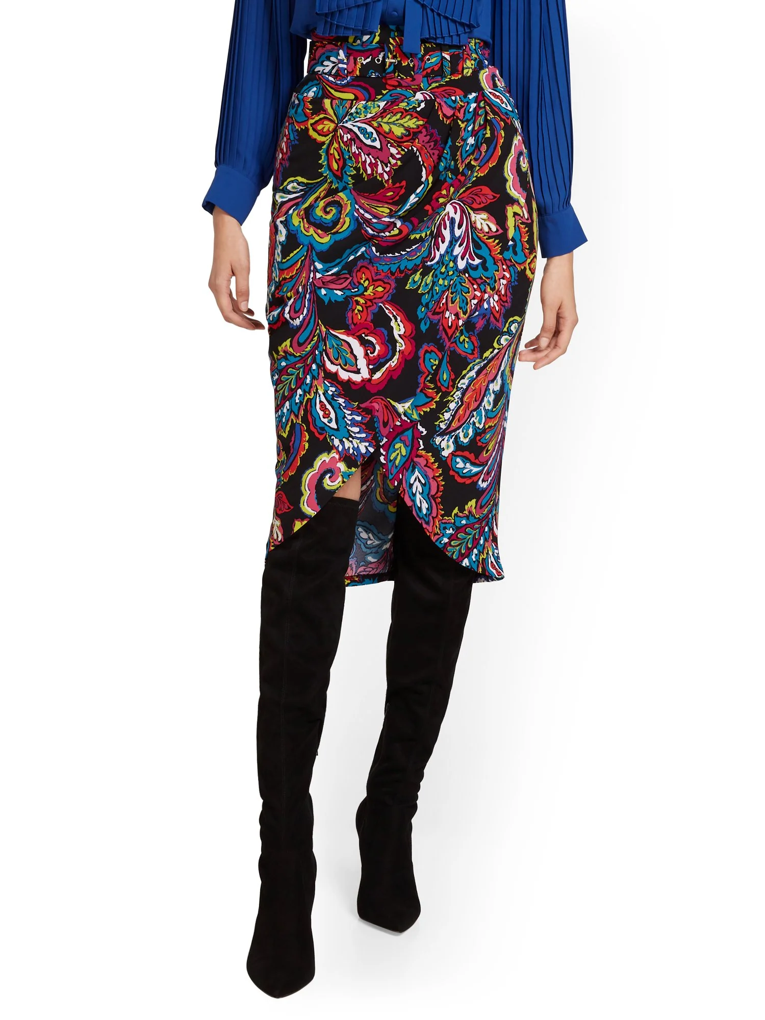 Belted Floral Pencil Skirt - Image 2