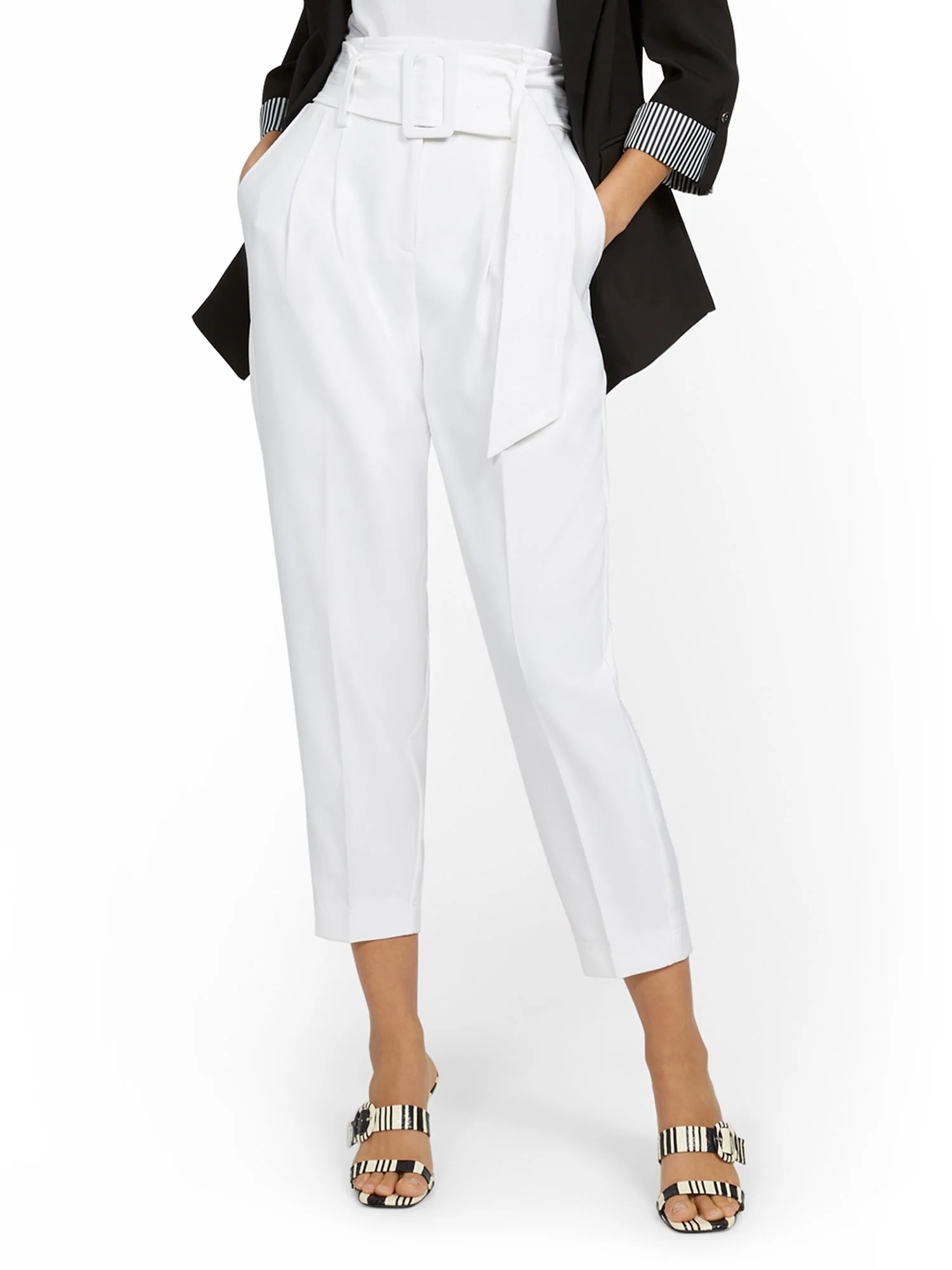 Belted High-Waisted Tapered Pant