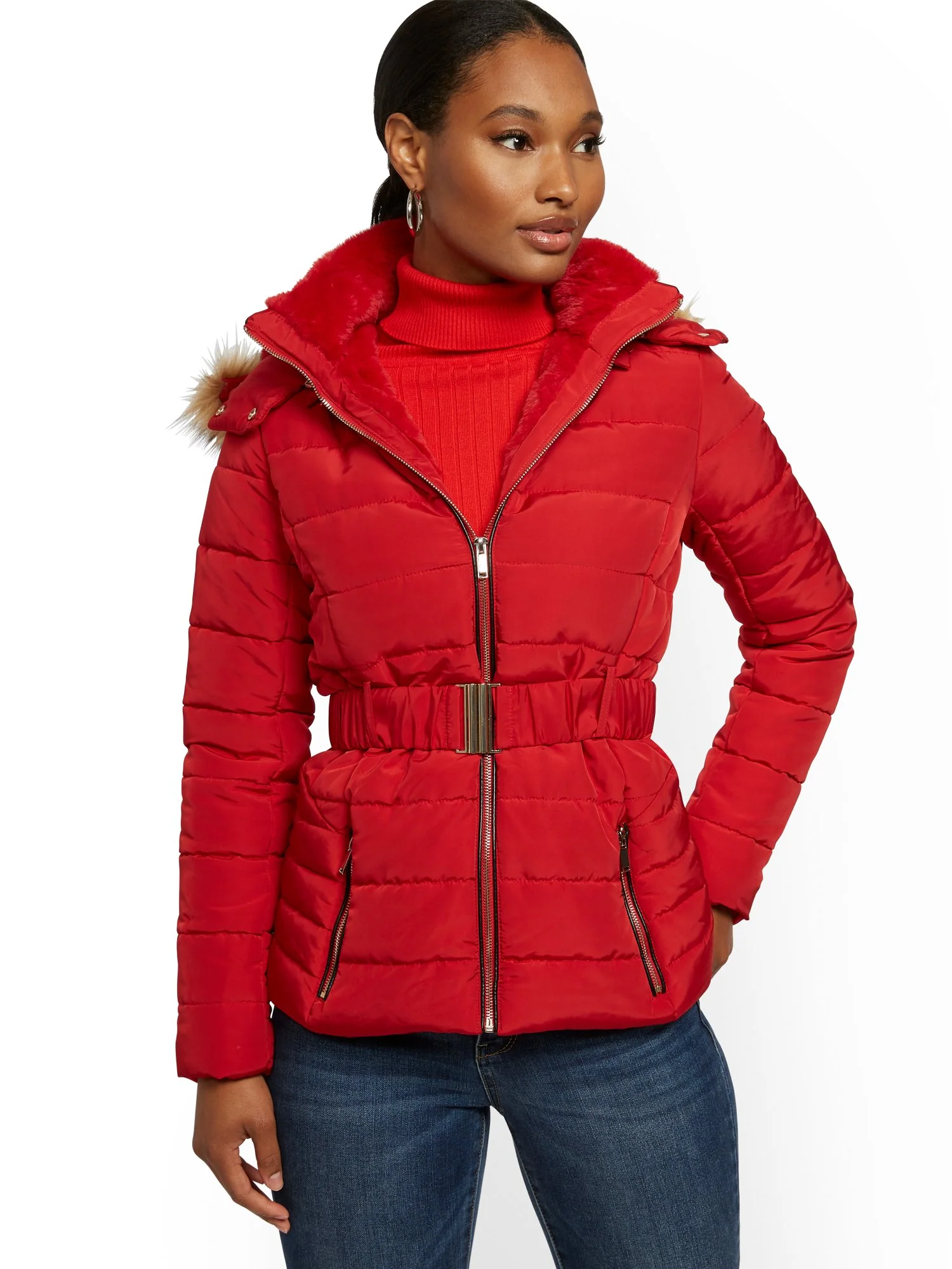 Belted & Hooded Puffer Jacket - Image 15