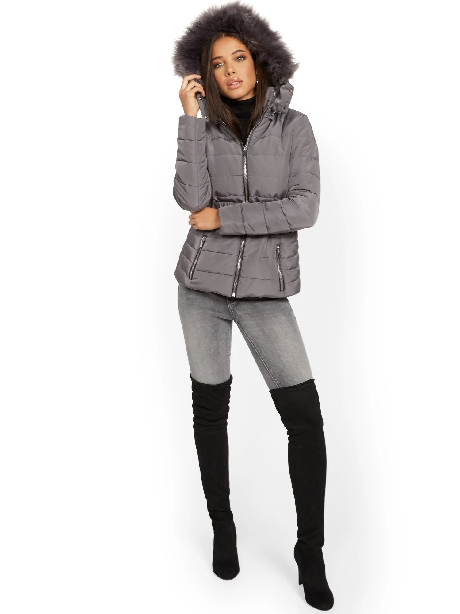 Belted & Hooded Puffer Jacket - Image 23
