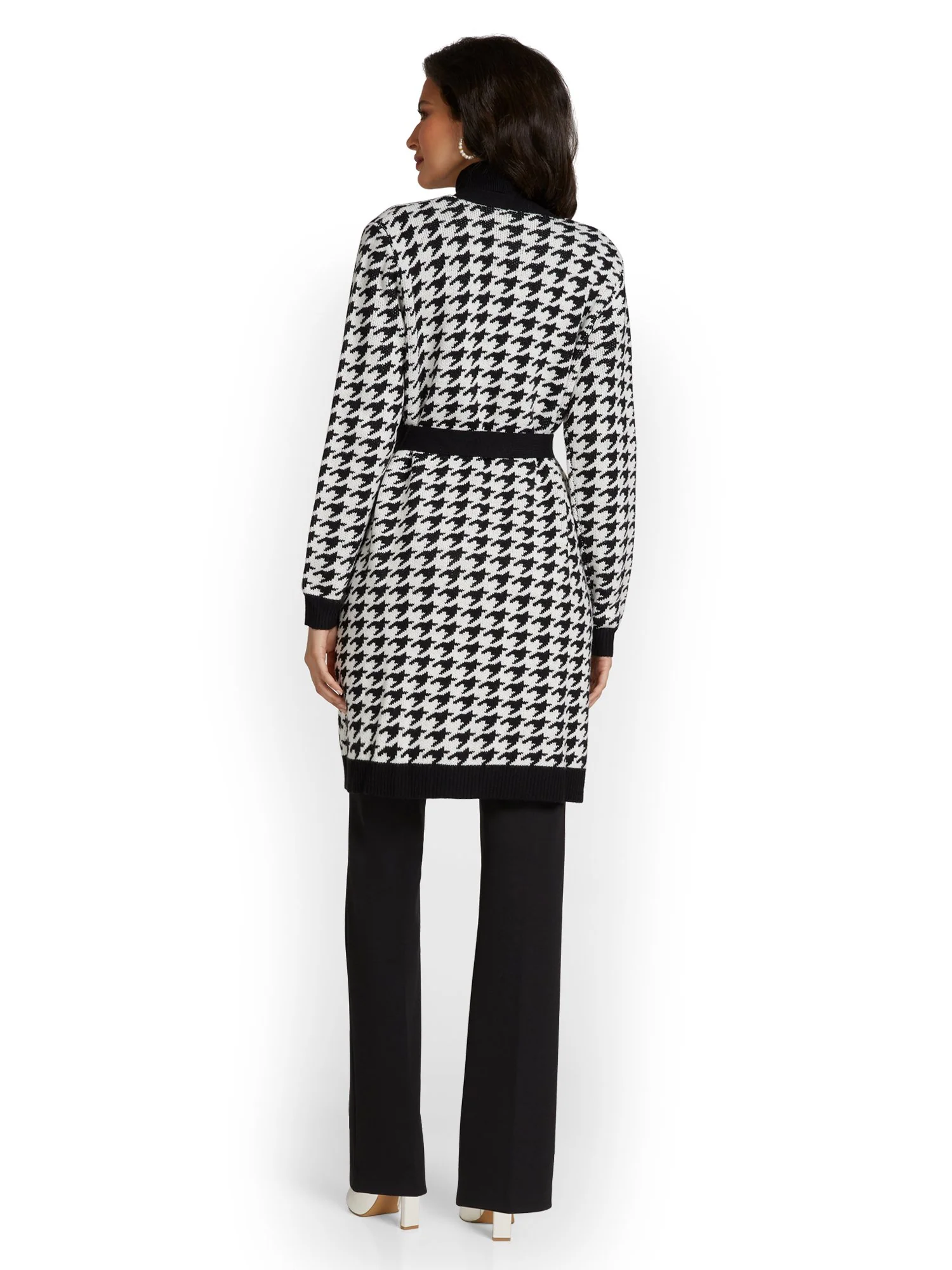 Belted Houndstooth Cardigan - Image 3