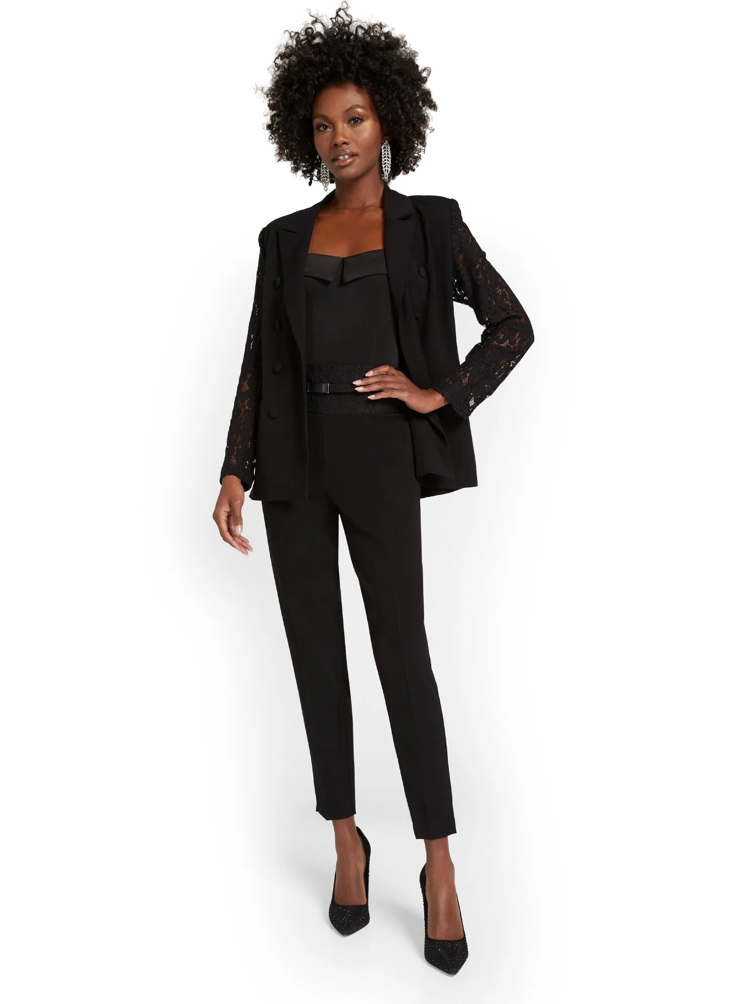 Belted Lace Slim-Leg Ankle Pant - Image 5