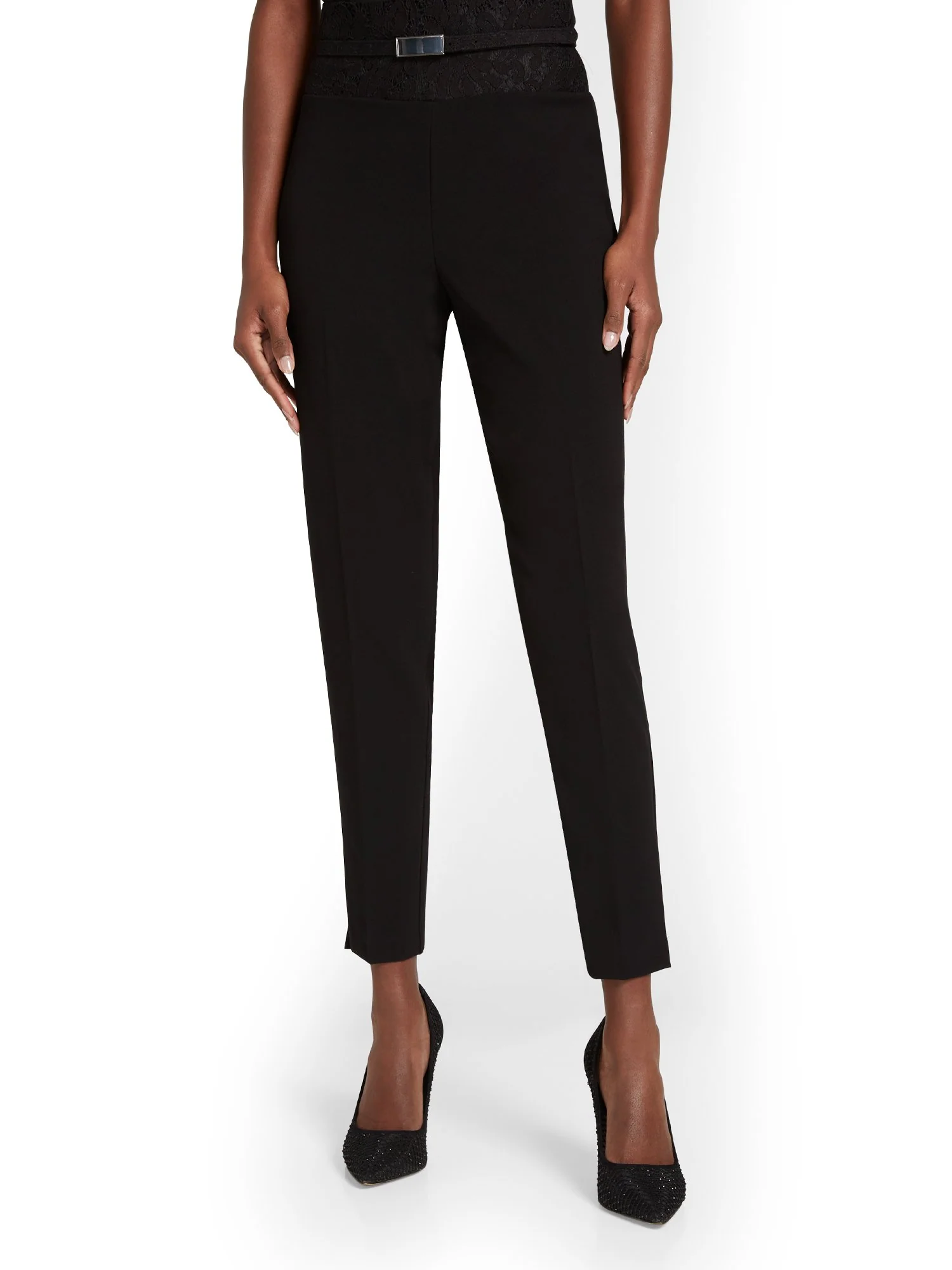 Belted Lace Slim-Leg Ankle Pant - Image 6