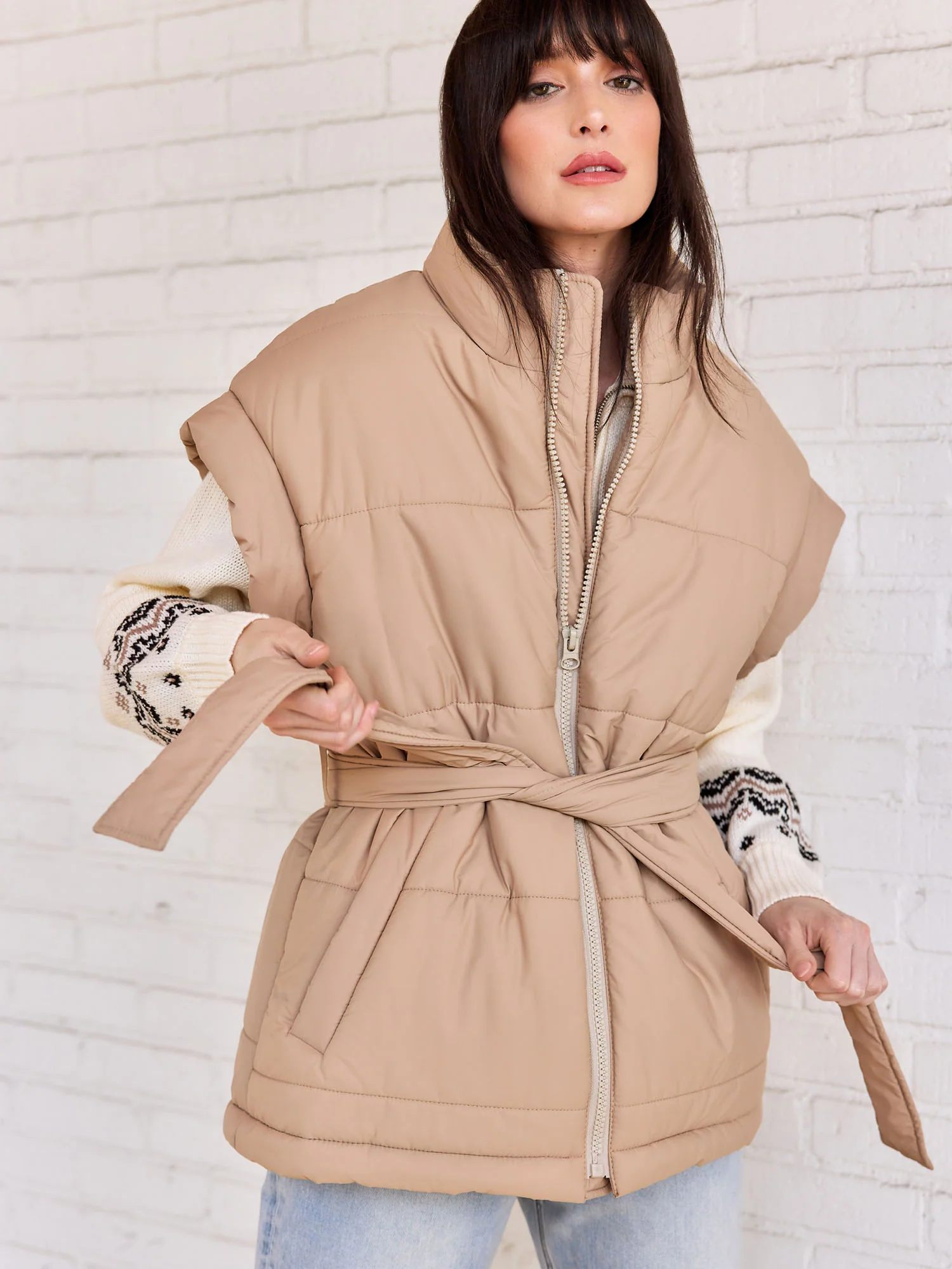 Belted Nylon Puffer Vest - Aaron & Amber - Image 10