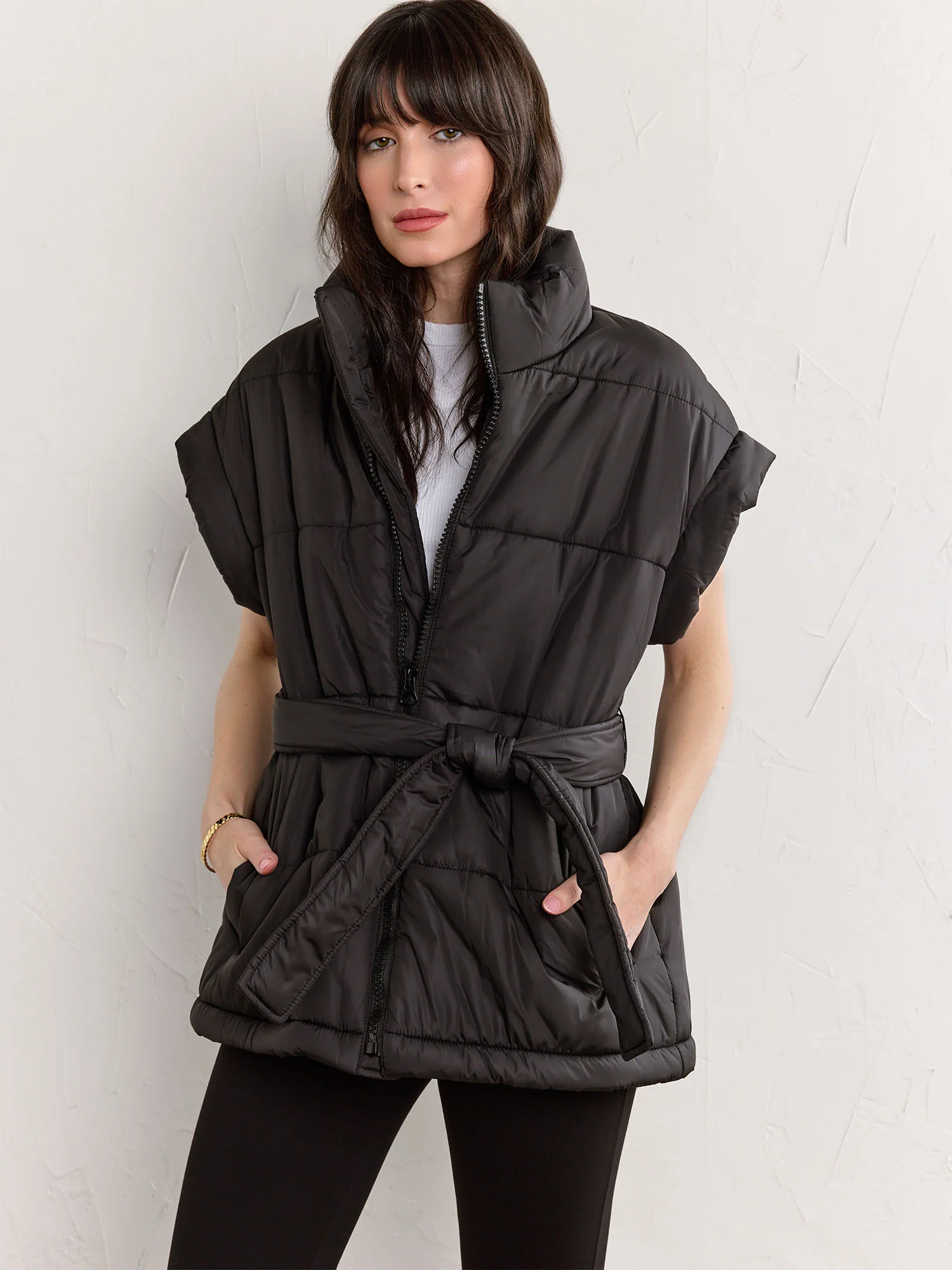 Belted Nylon Puffer Vest - Aaron & Amber - Image 4