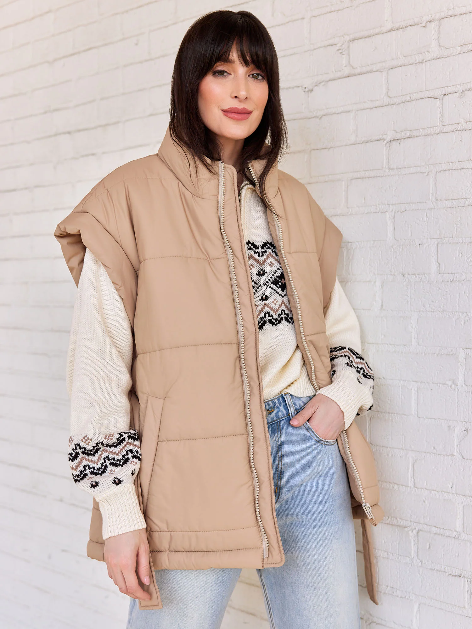 Belted Nylon Puffer Vest - Aaron & Amber - Image 7