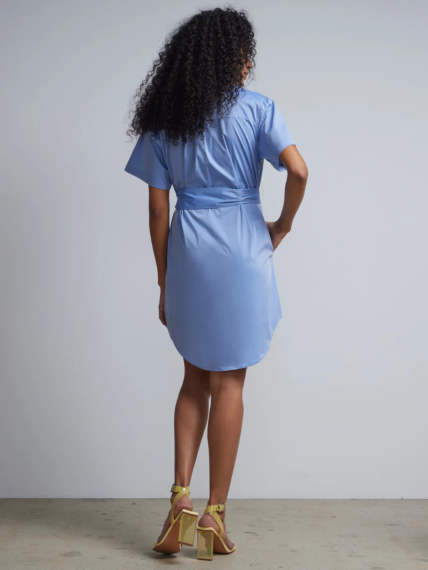 Belted Short-Sleeve Button-Down Madison Shirt-Dress - Image 3