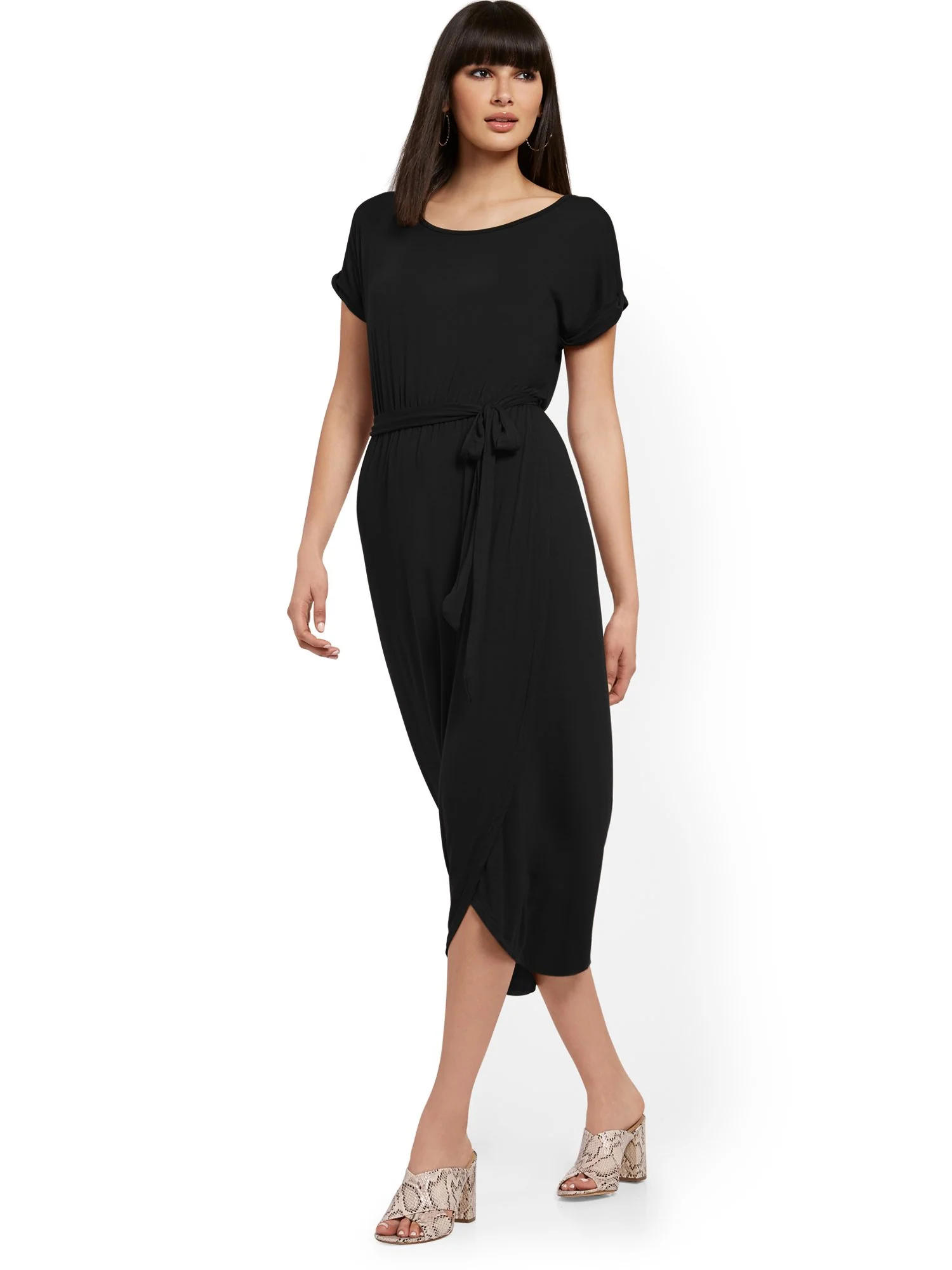 Belted Tulip-Hem Midi Dress - NY&C Style System - Image 2