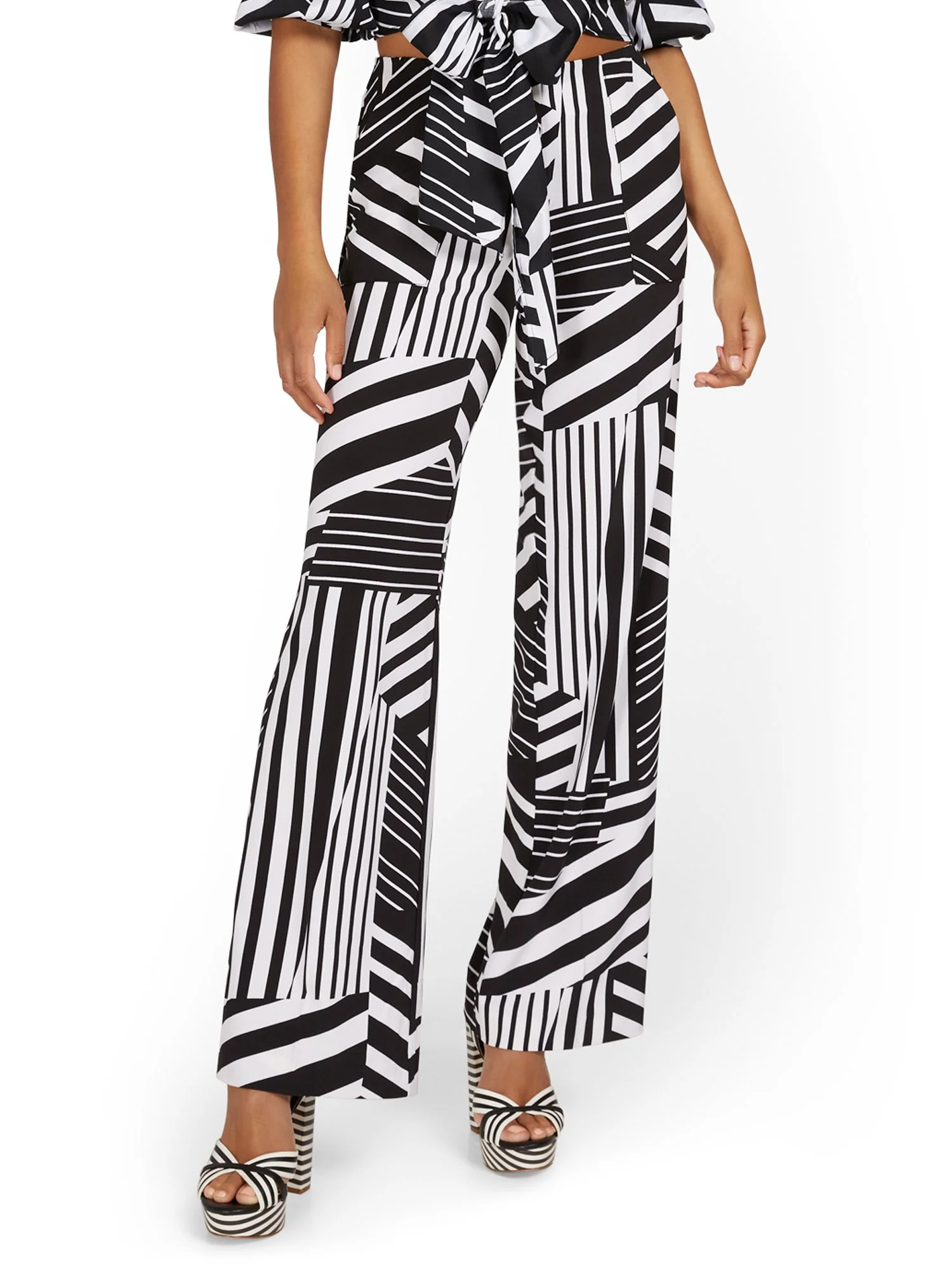 Black and White Abstract Wide-Leg Pant - Image 2