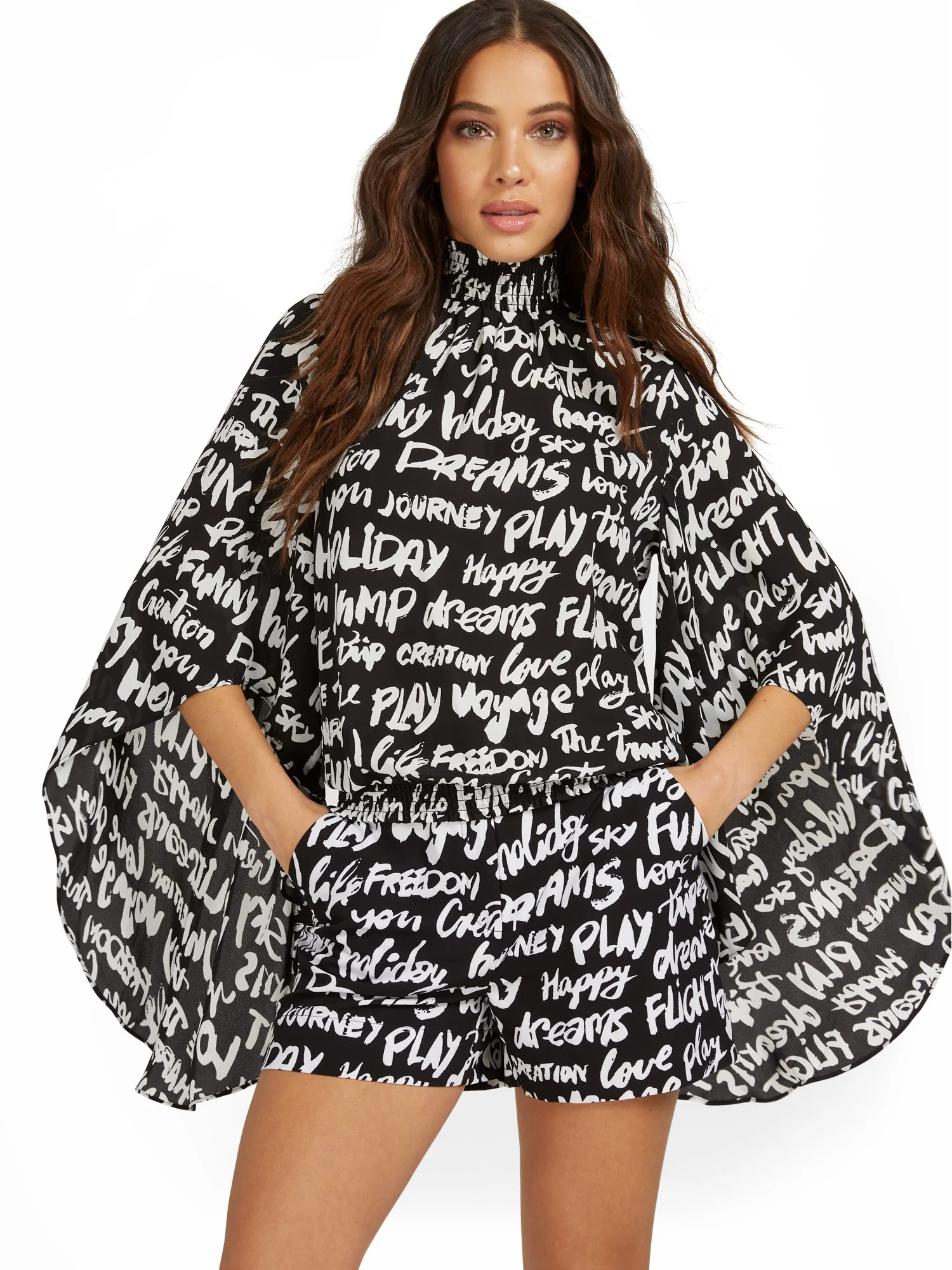Black and White Script Blouse - Image 2