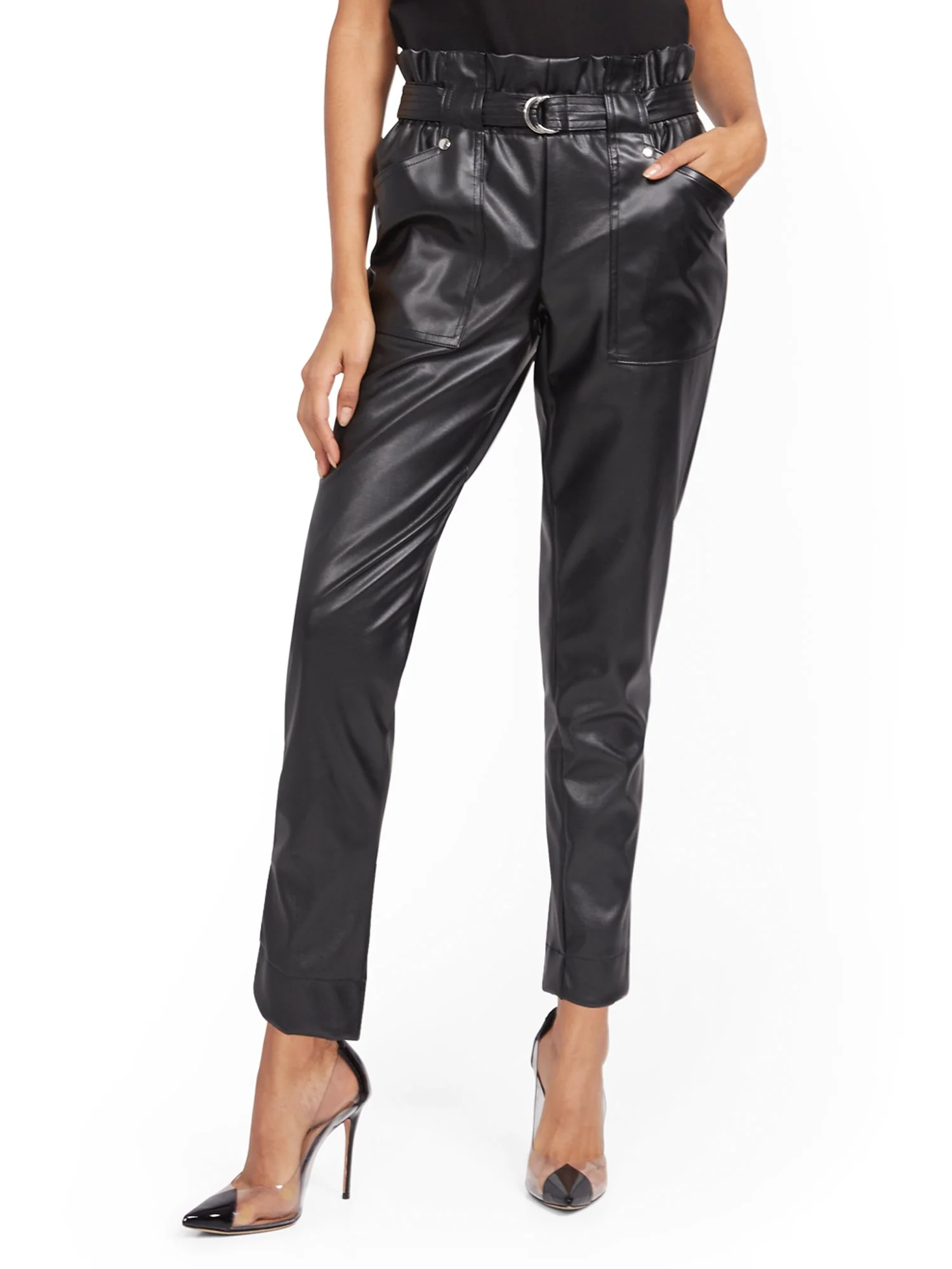 Black Faux-Leather Pant