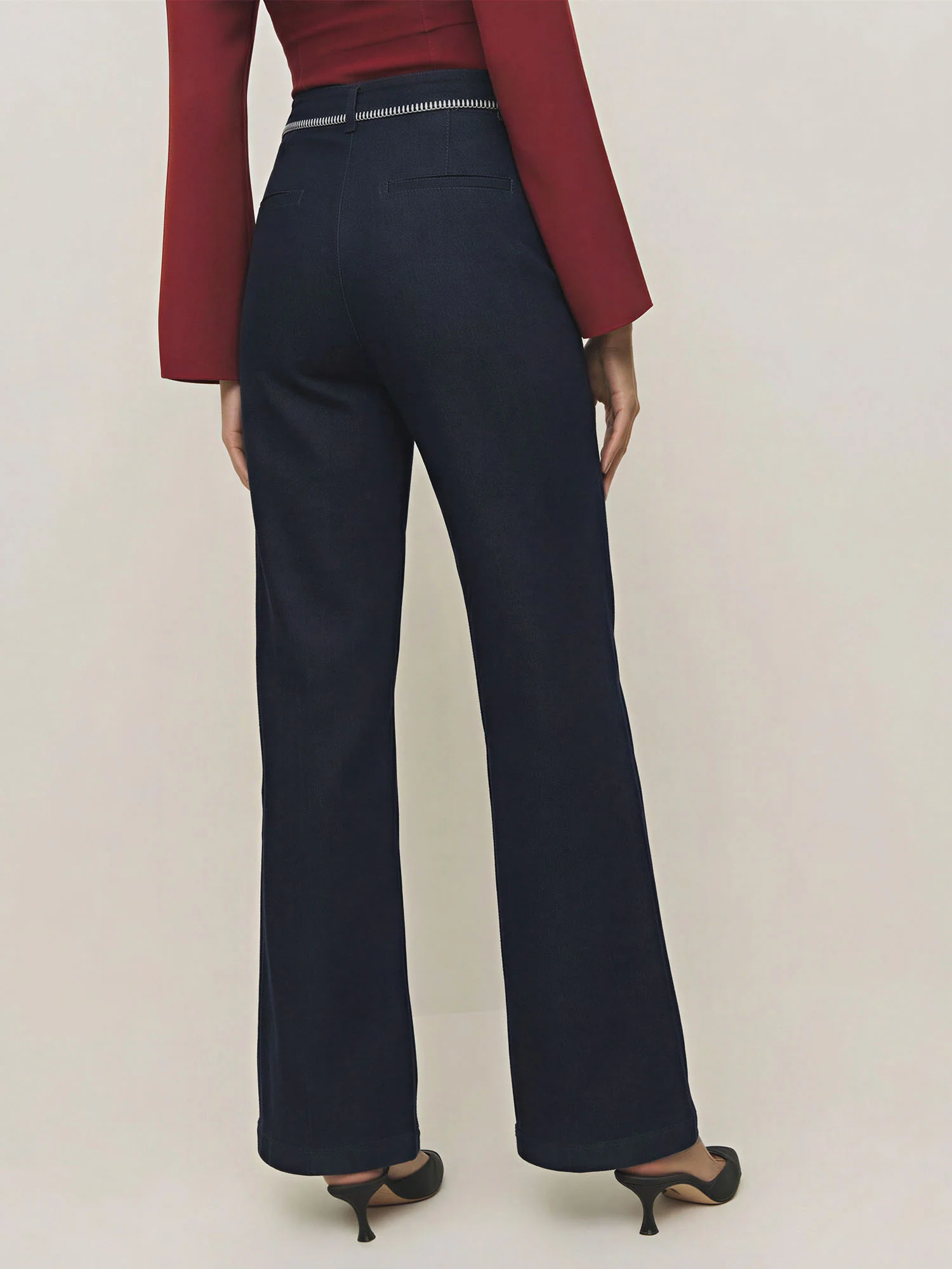 Blanket Stitch Bootcut Denim Jeans - Image 9