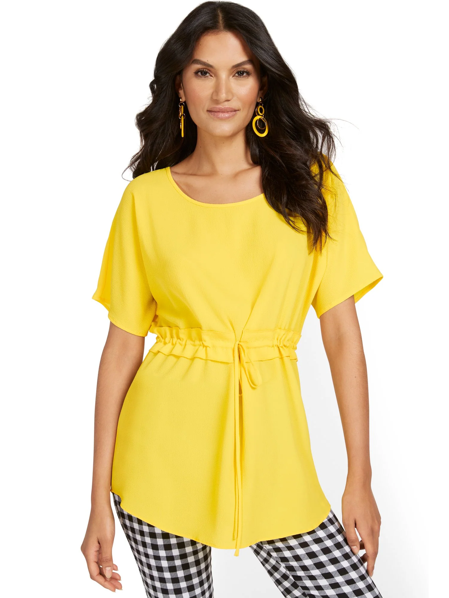 Boat-Neck Short-Sleeve Drawstring Top - Image 5
