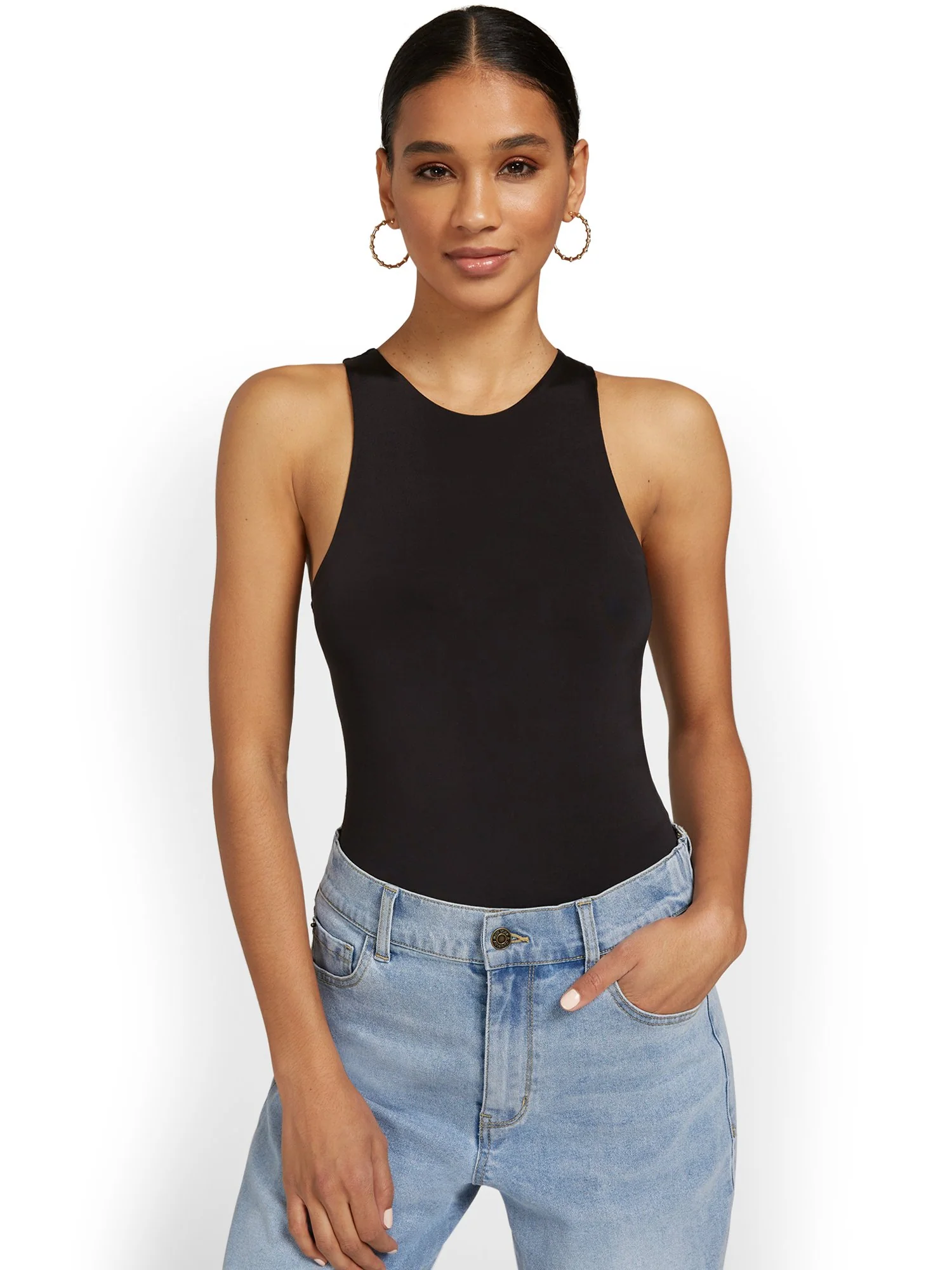 Body Contour Sleeveless Crewneck Bodysuit - Image 2